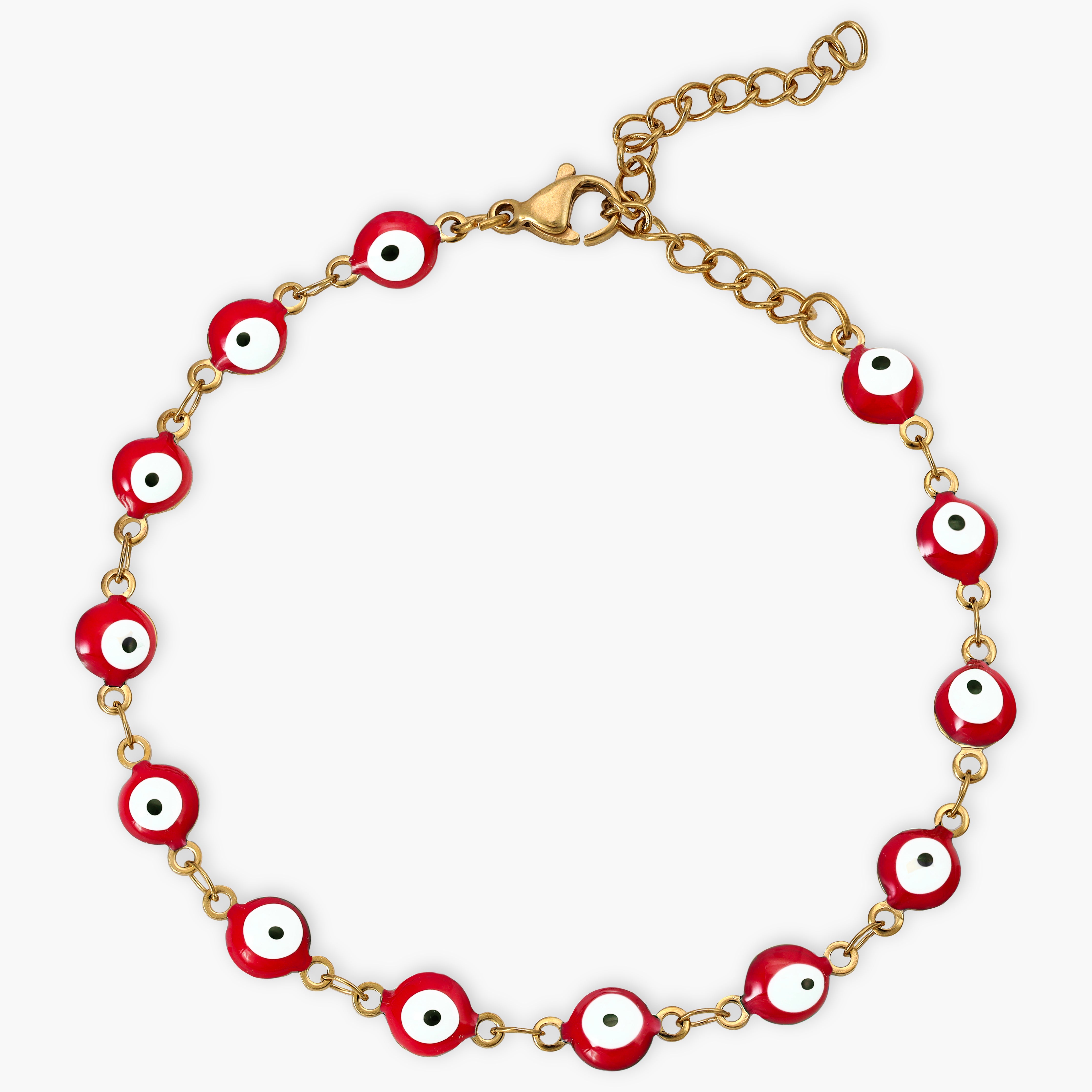 Women's Bracelet Evil eye Red 2mm made of stainless steel 18K gold-plated 