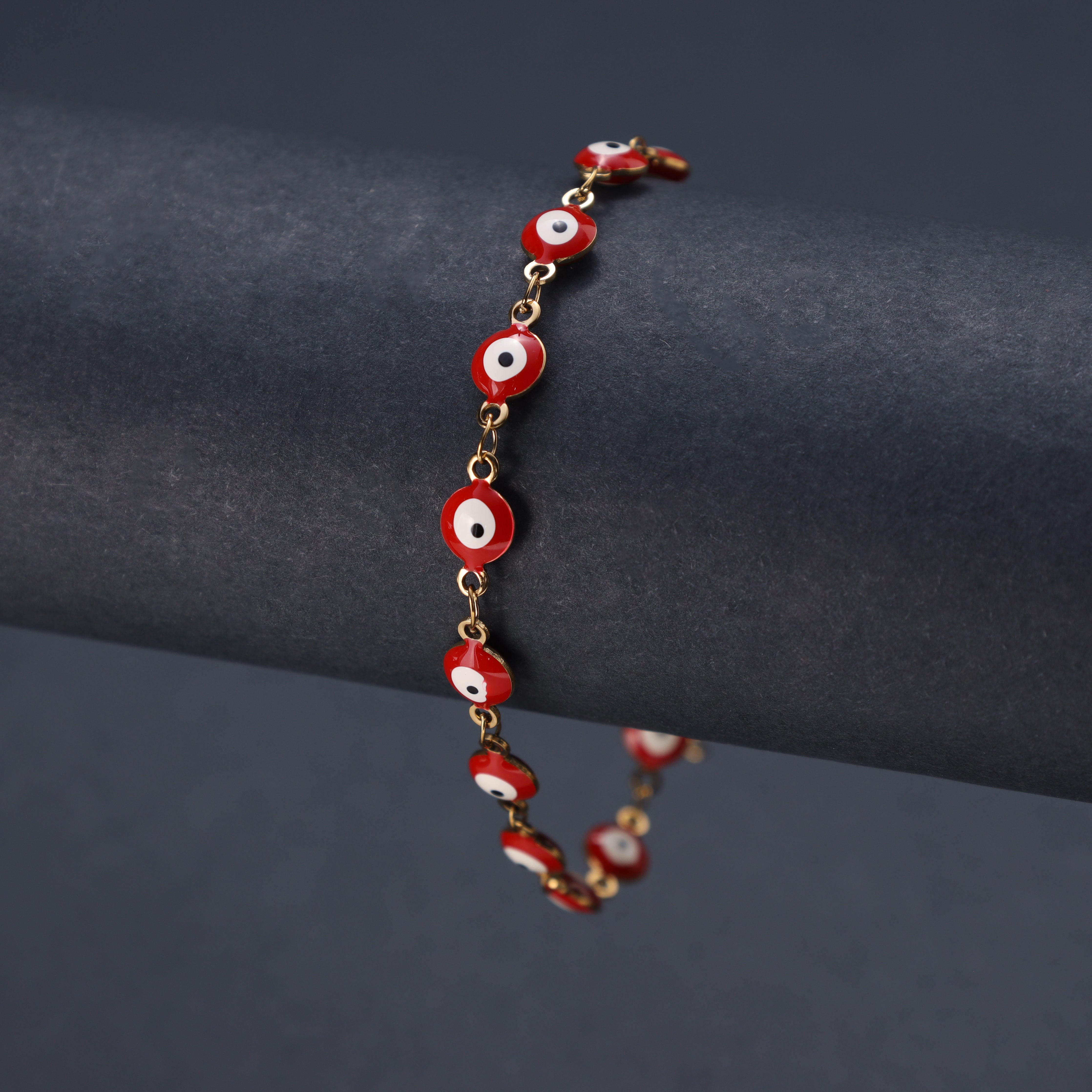 Women's Bracelet Evil eye Red 2mm made of stainless steel 18K gold-plated 