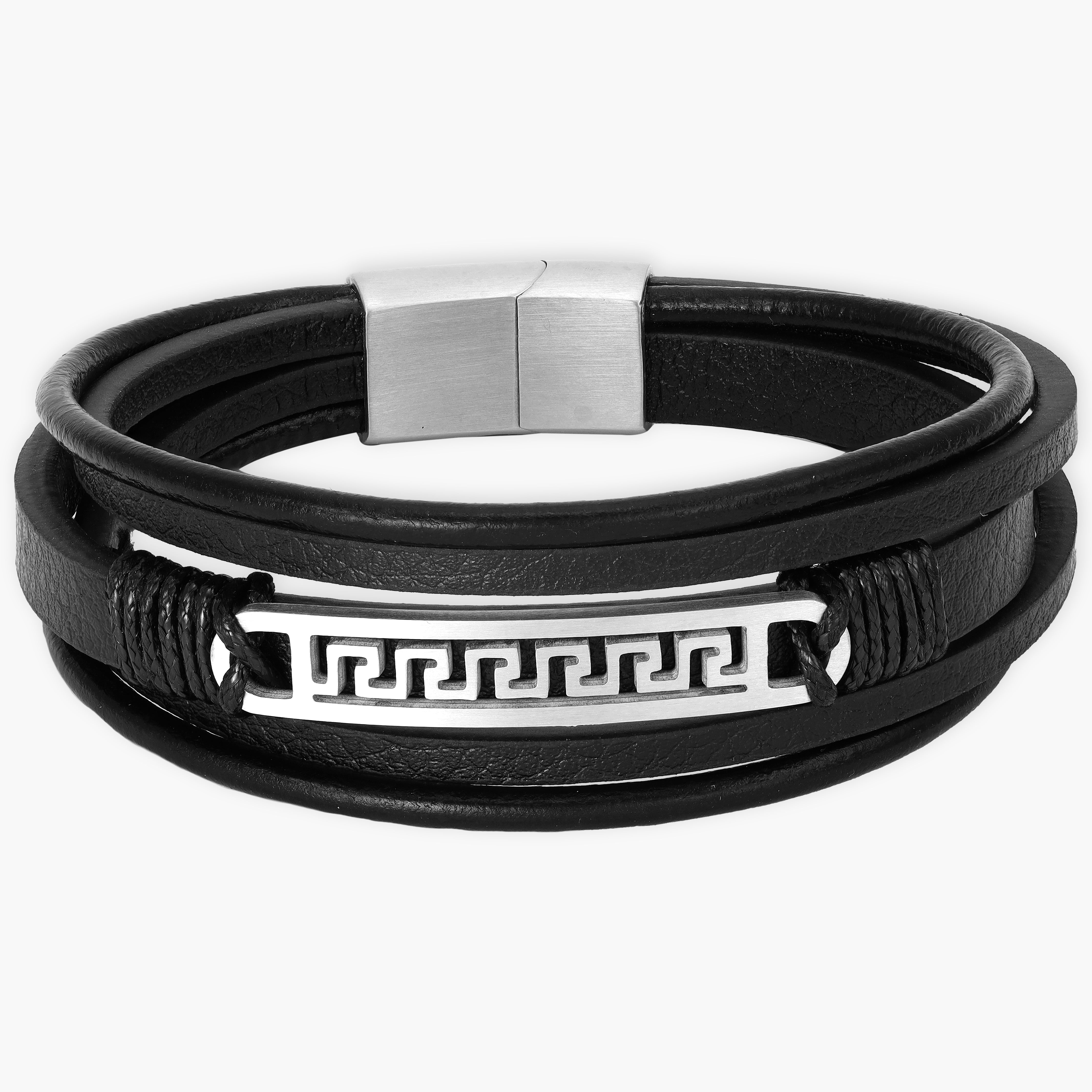 leather with Santorini stainless steel bracelet 