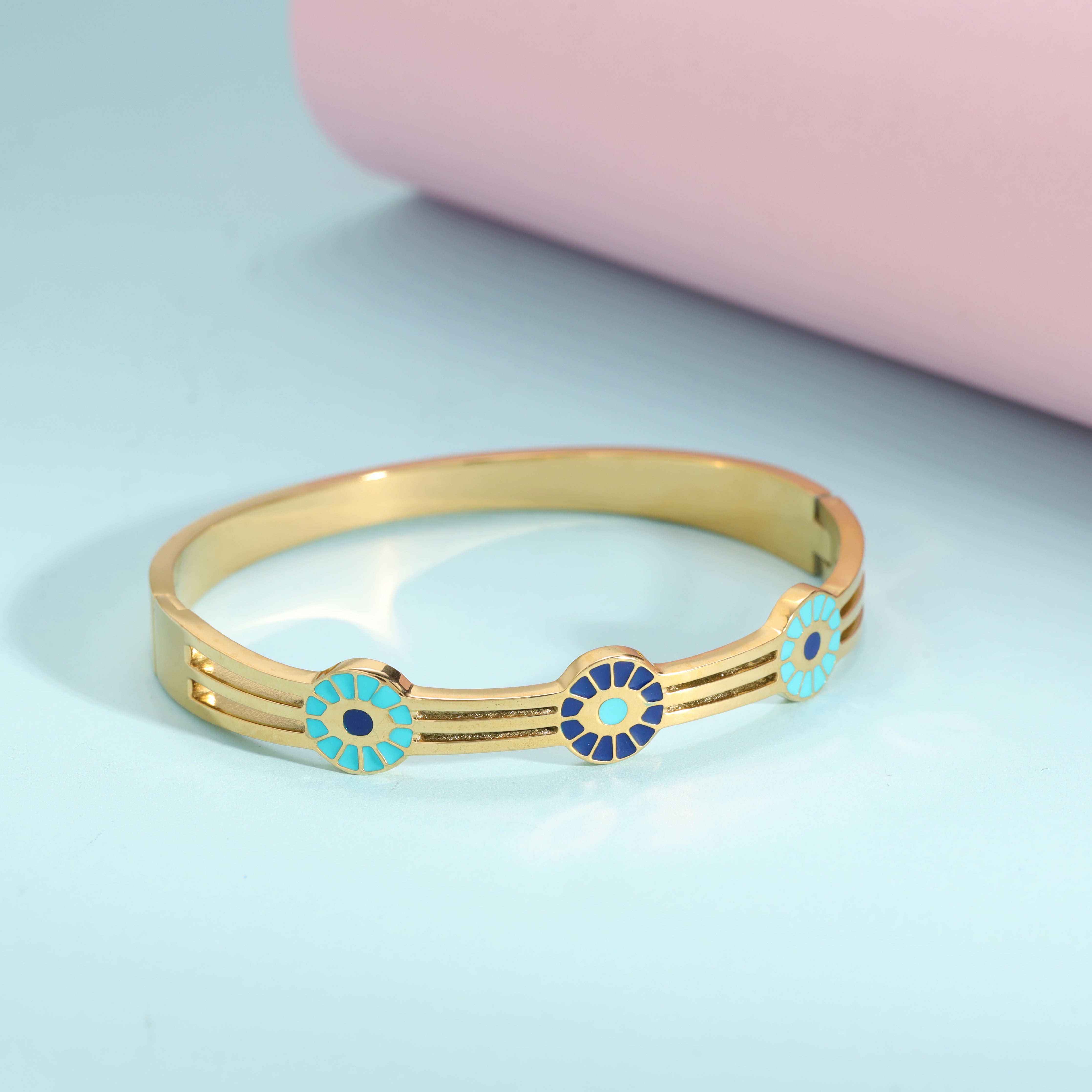 7mm Damen Armreifen Armband aus Edelstahl 18K Vergoldet - Taipan Schmuck