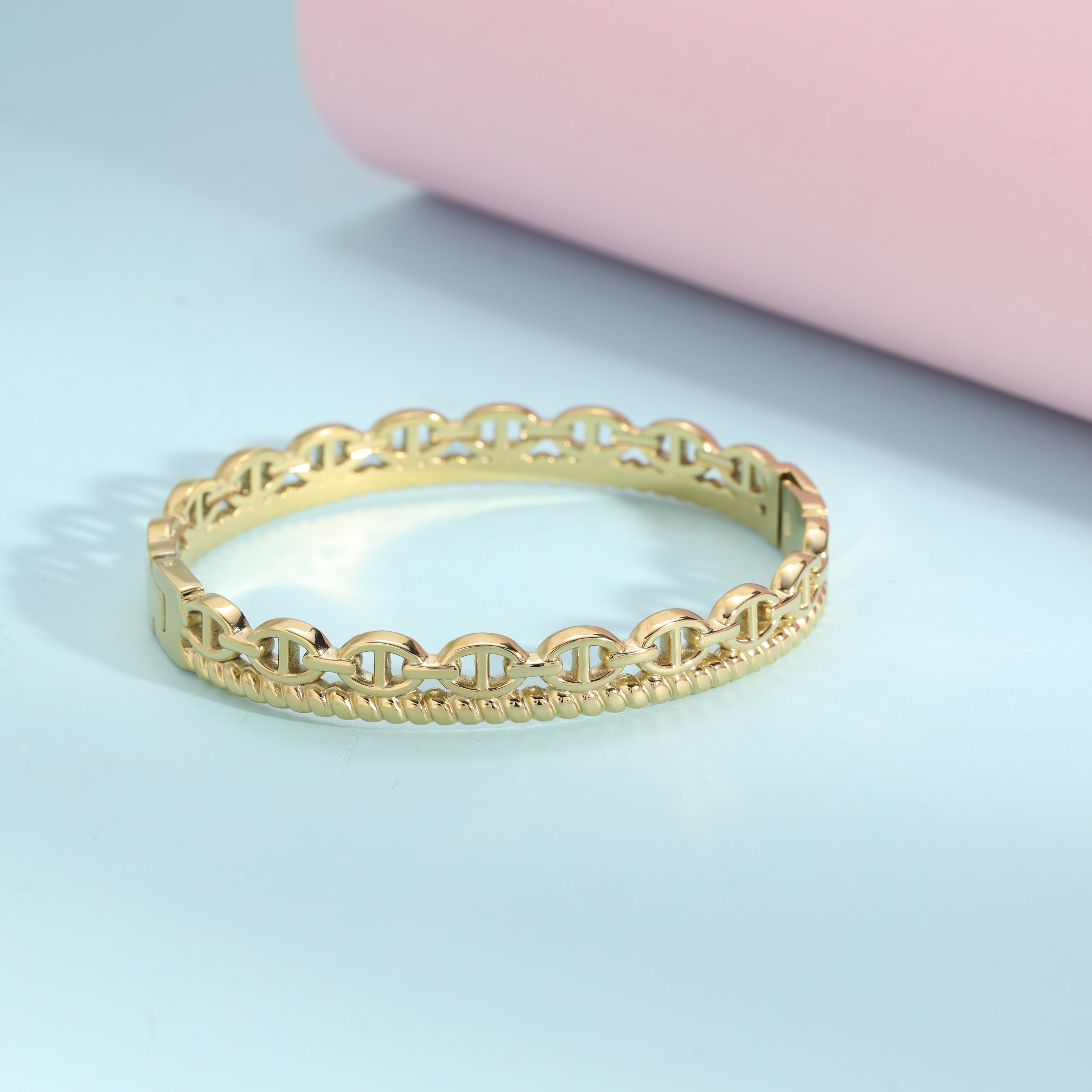 8mm Damen Armreifen Armband aus Edelstahl 18K Vergoldet - Taipan Schmuck