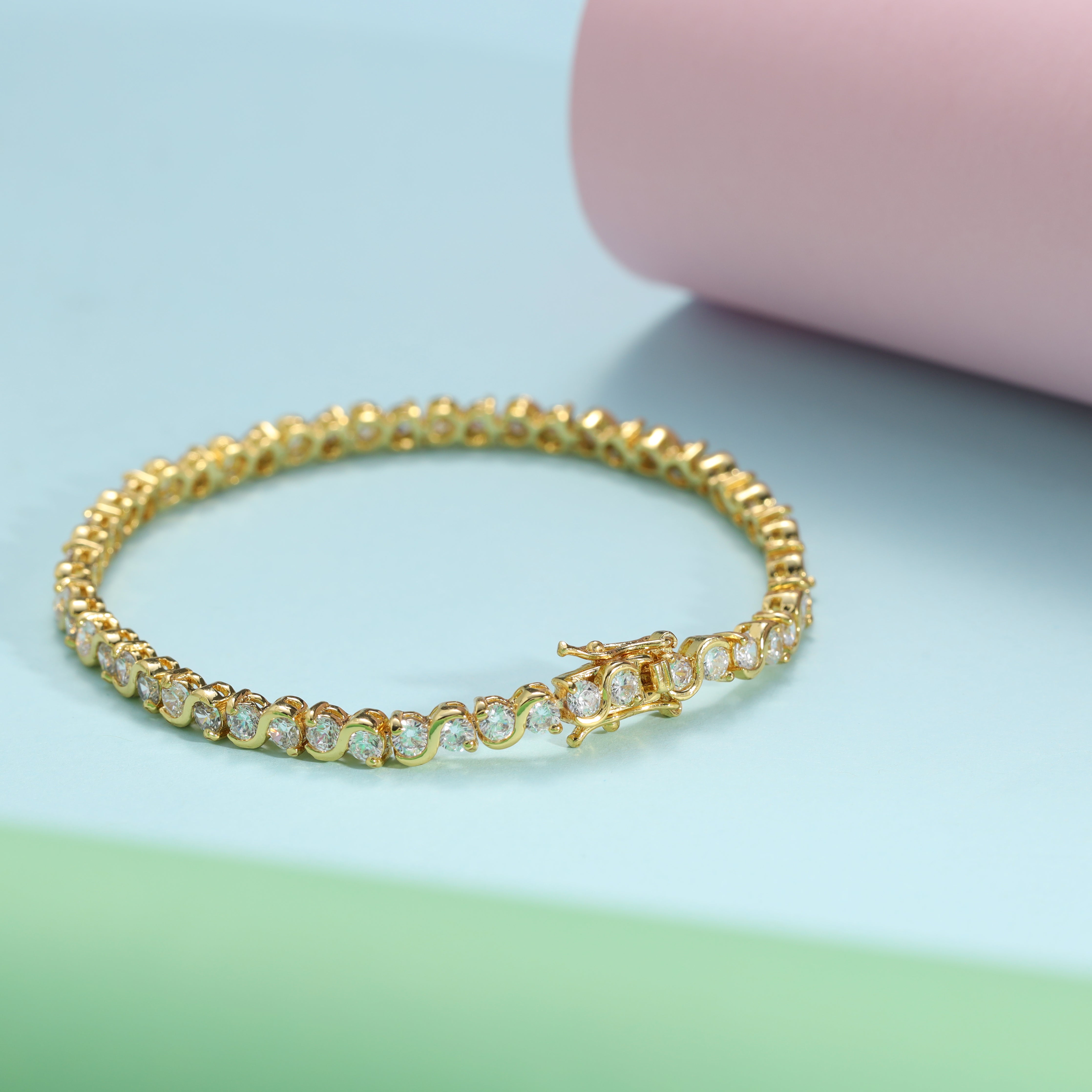 Tennis Chain Armband 4mm aus Edelstahl 18K Vergoldet - Taipan Schmuck