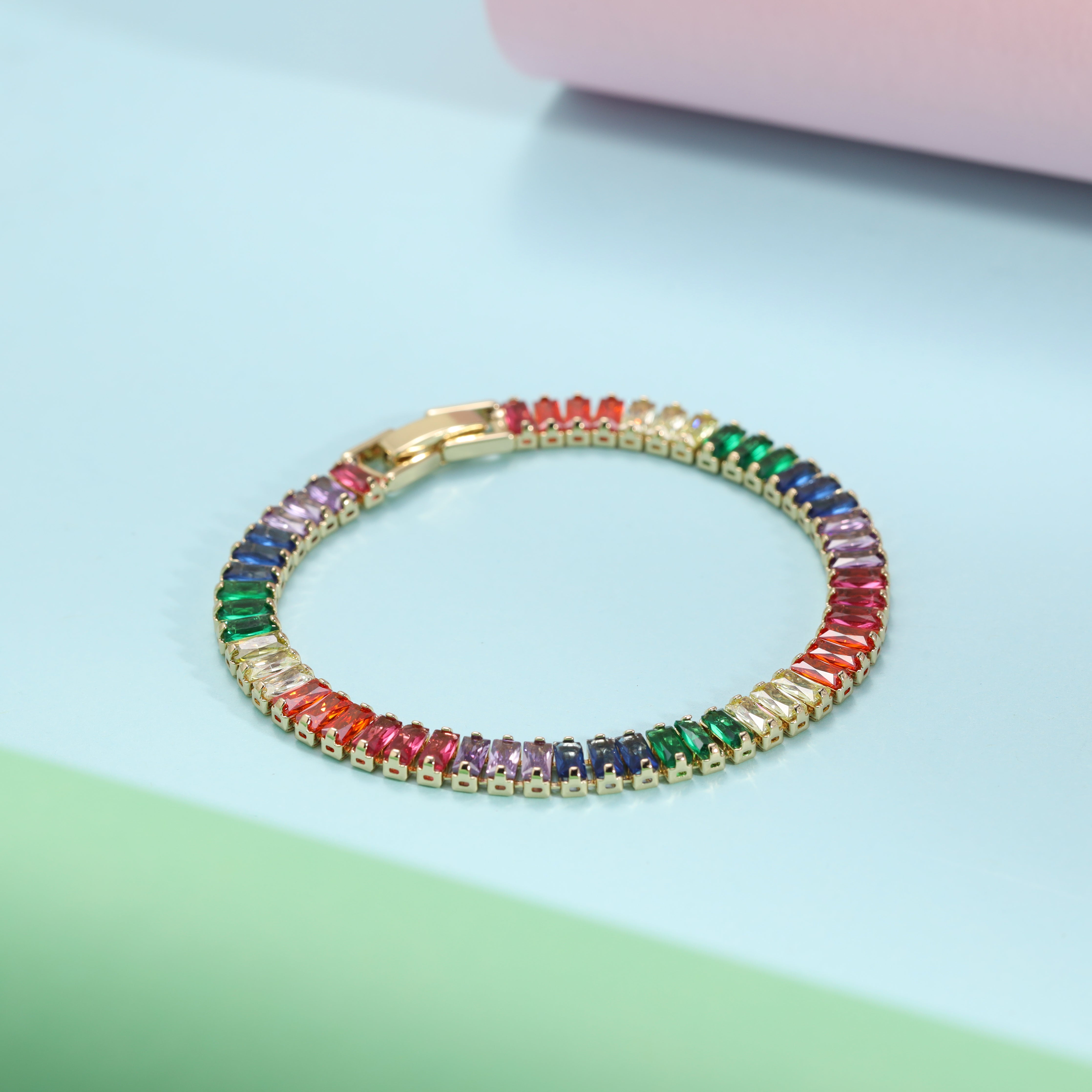 Damen Tennis Chain multicolor Armband 6mm aus Edelstahl 18K Vergoldet - Taipan Schmuck