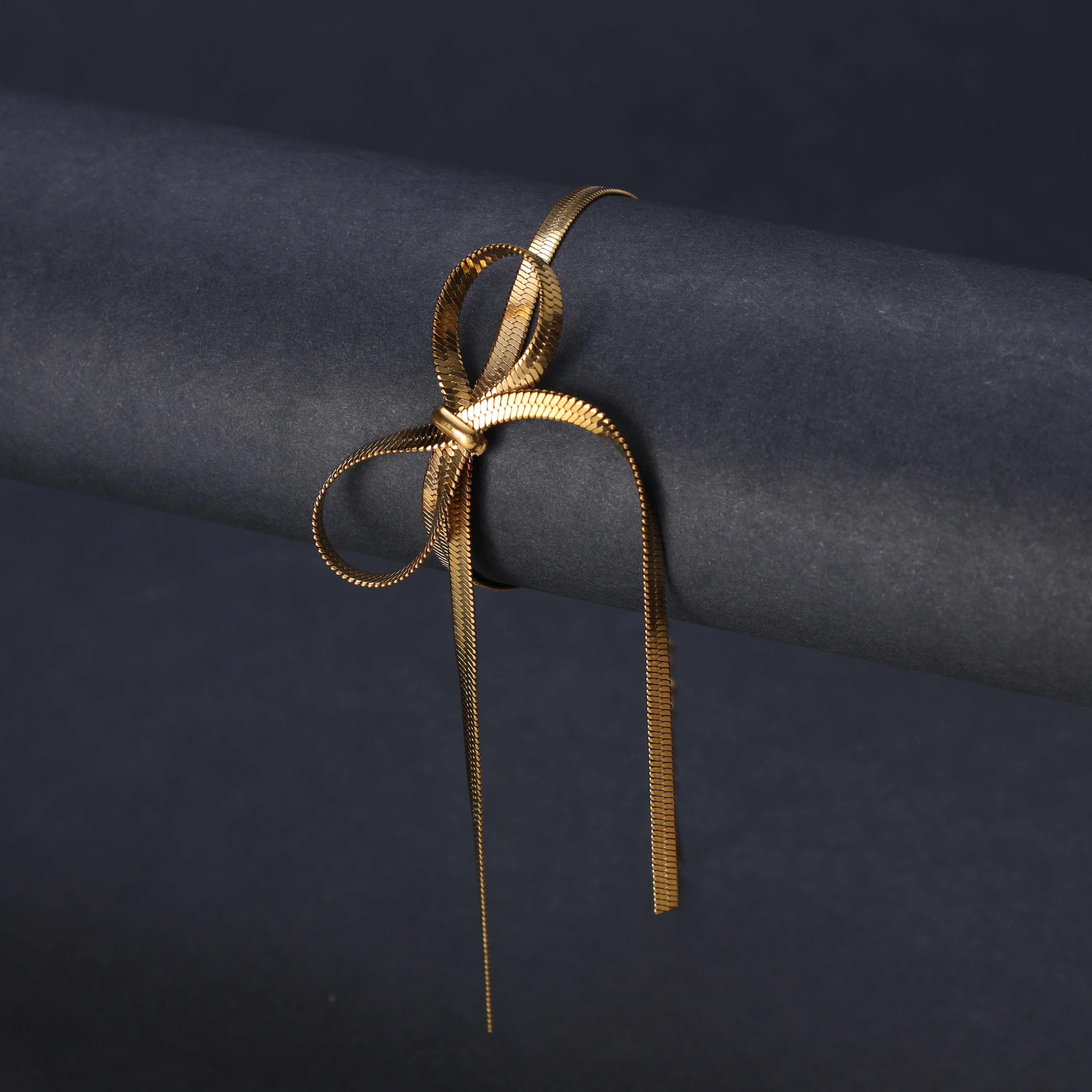 Damen Herringbone Armband mit ribbon 3mm aus Edelstahl 18K Vergoldet - Taipan Schmuck