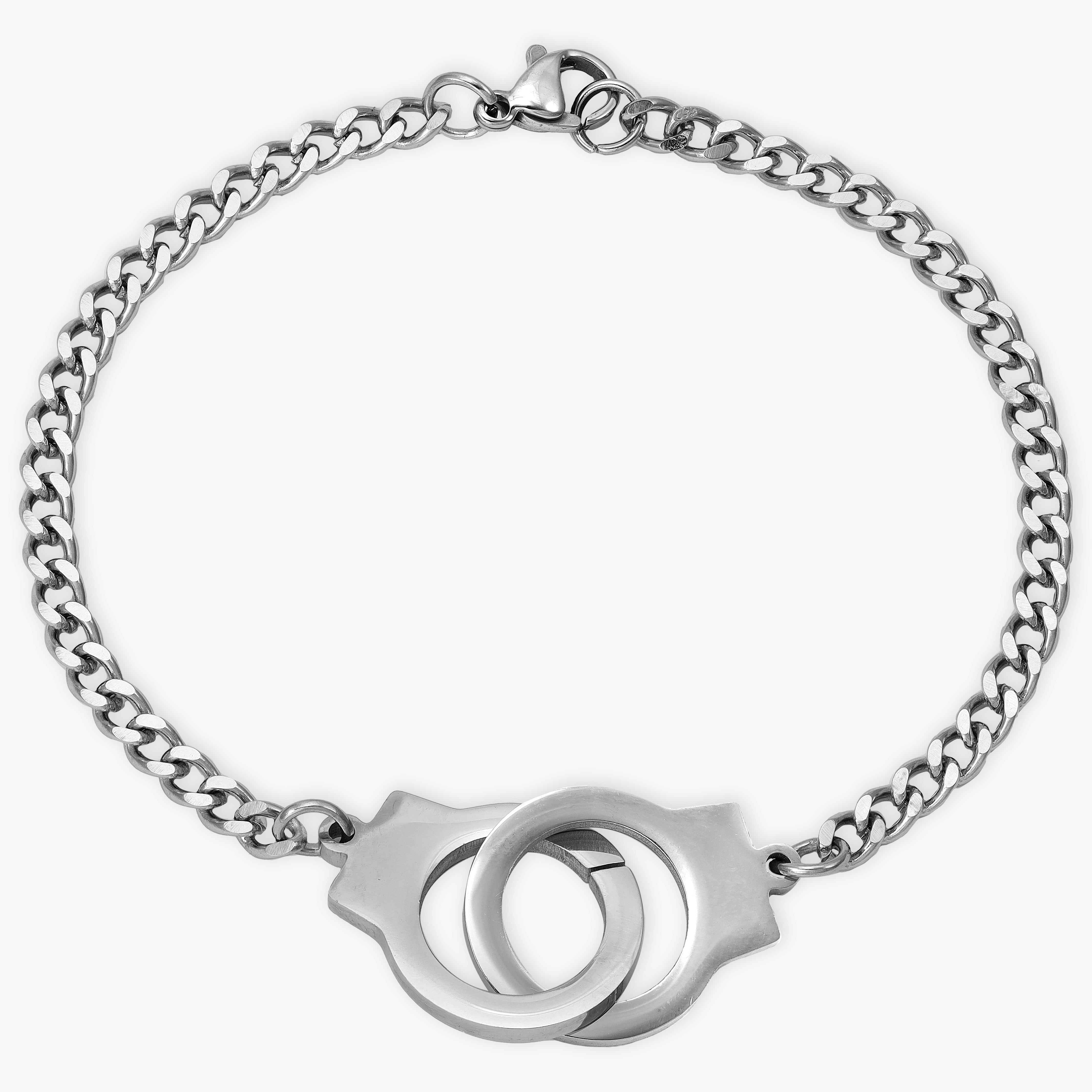 SET Panzerkette + armbander mit handcuff anhanger 4mm aus Edelstahl - Taipan Schmuck