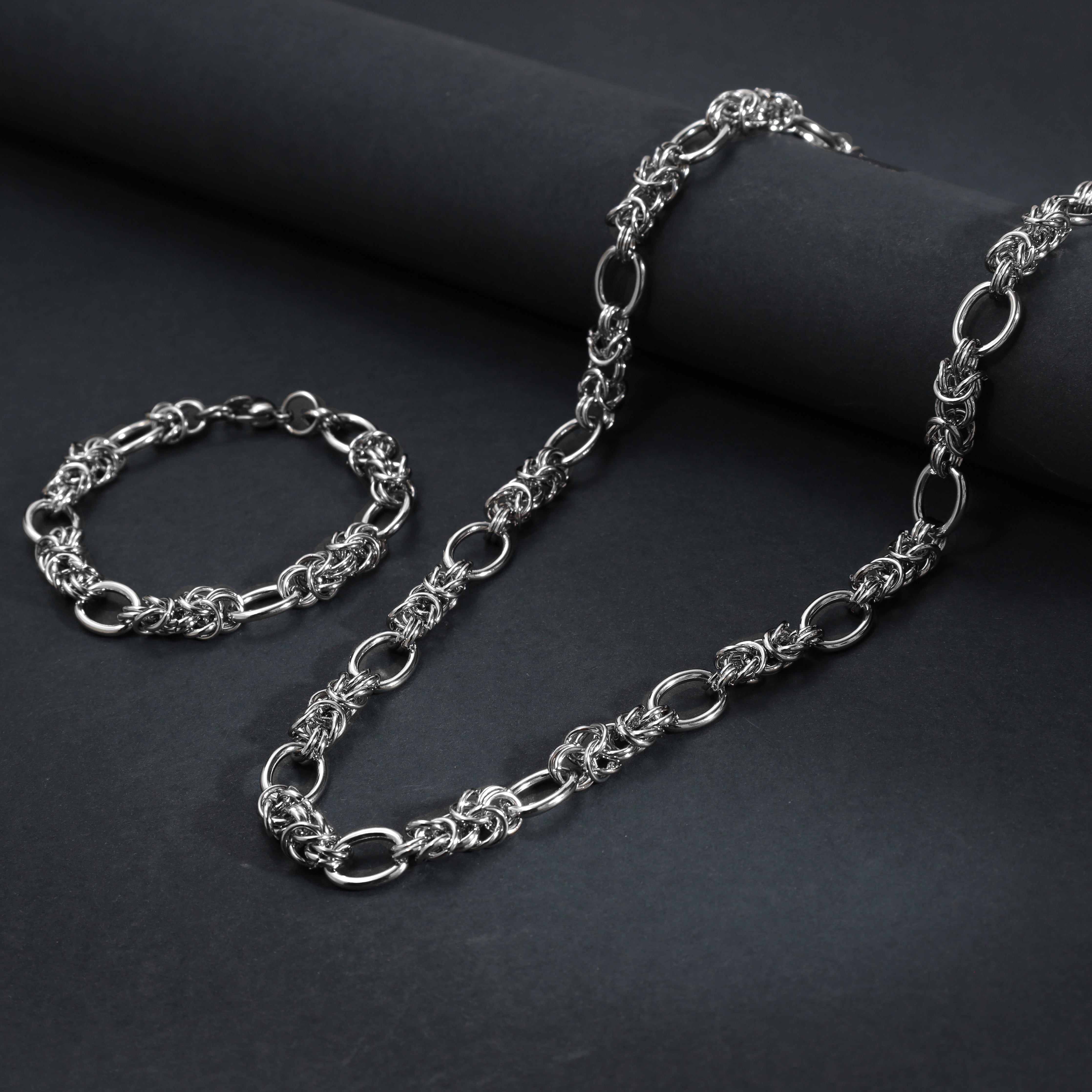 SET Königskette + armbander 10mm aus Edelstahl - Taipan Schmuck