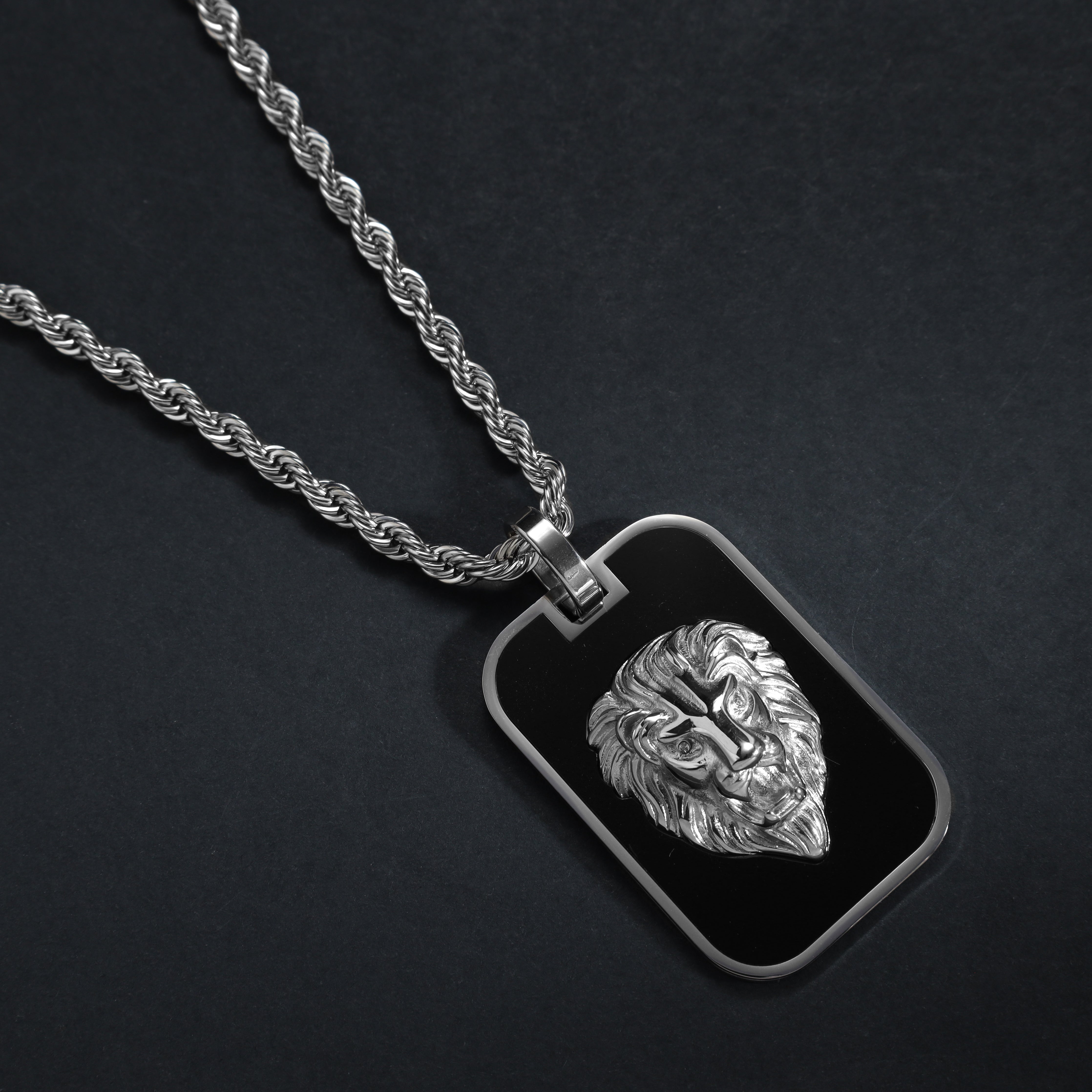 Löwe Anhänger Dog Tag aus Edelstahl