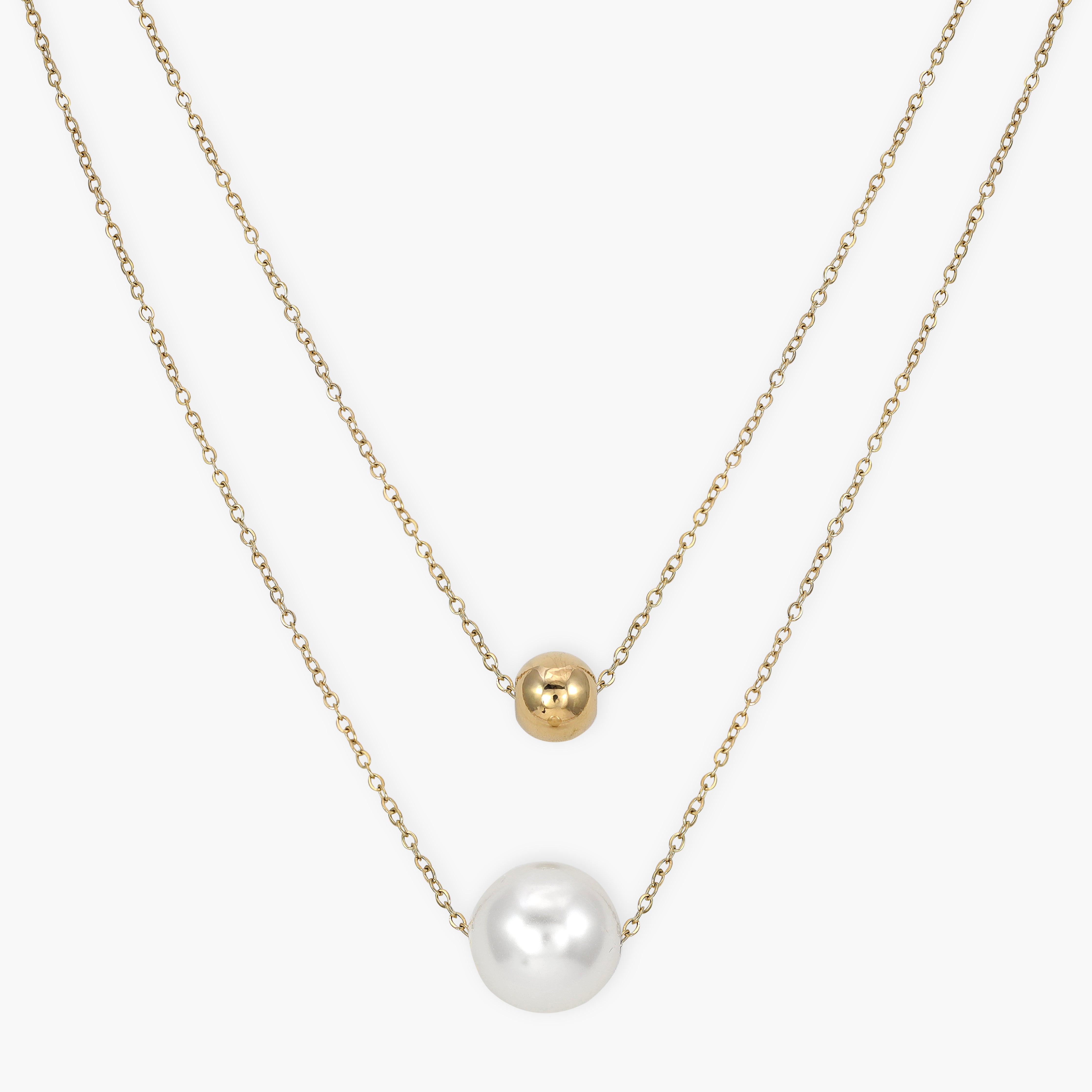 Layering Damen Ankerkette mit Pearl aus Edelstahl 18K Vergoldet - Taipan Schmuck