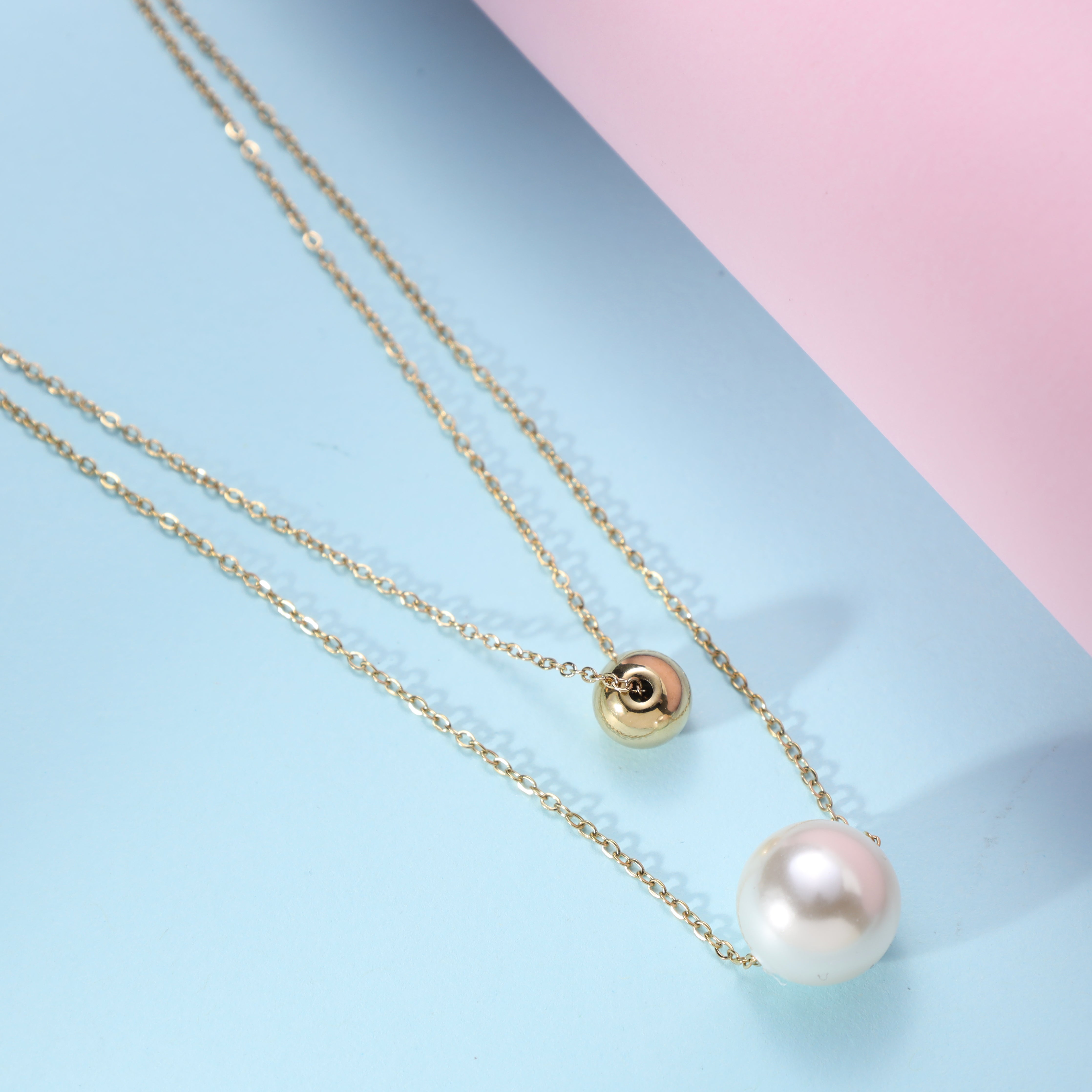 Layering Damen Ankerkette mit Pearl aus Edelstahl 18K Vergoldet - Taipan Schmuck