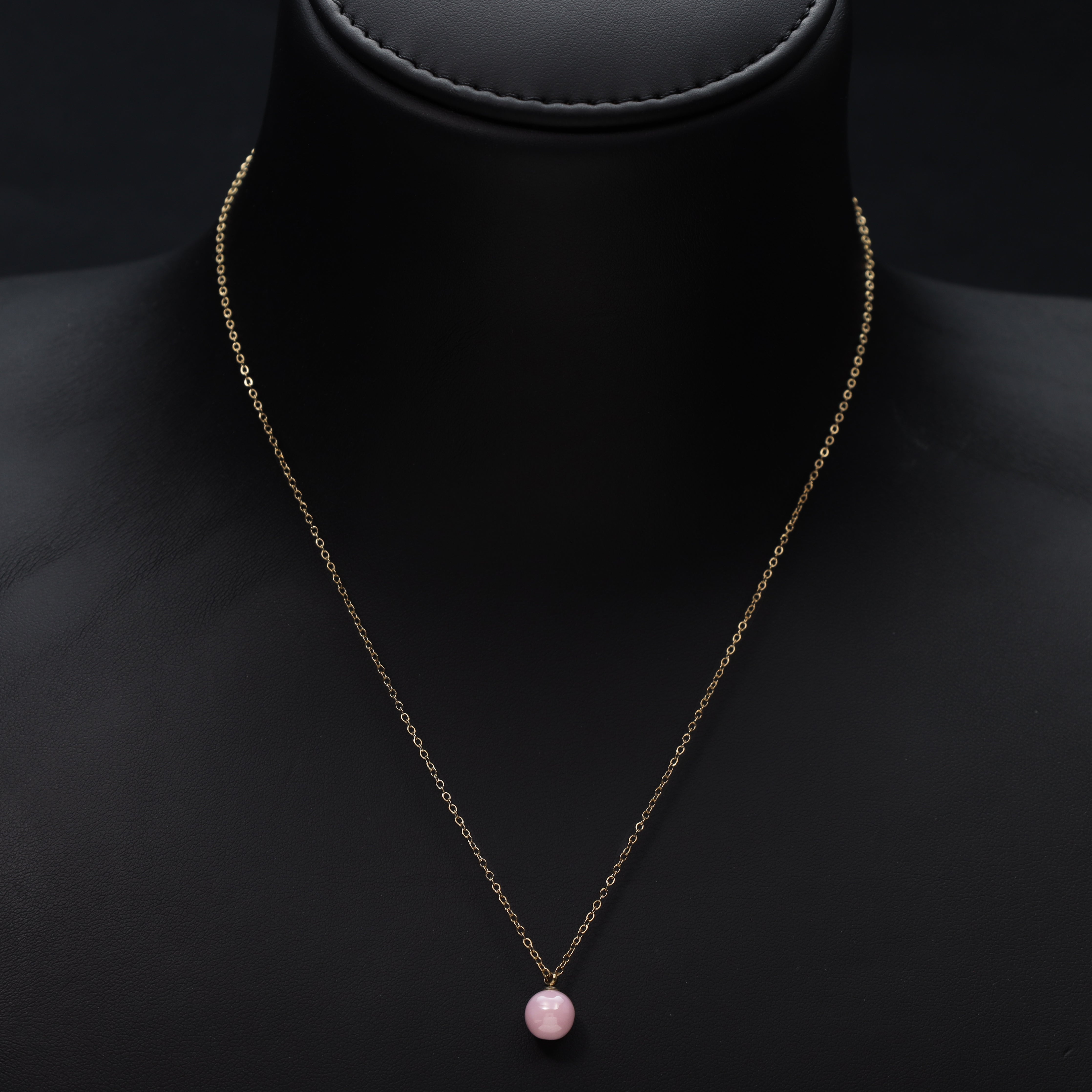 Damen Ankerkette mit pink Pearl 1mm aus Edelstahl 18K Vergoldet - Taipan Schmuck