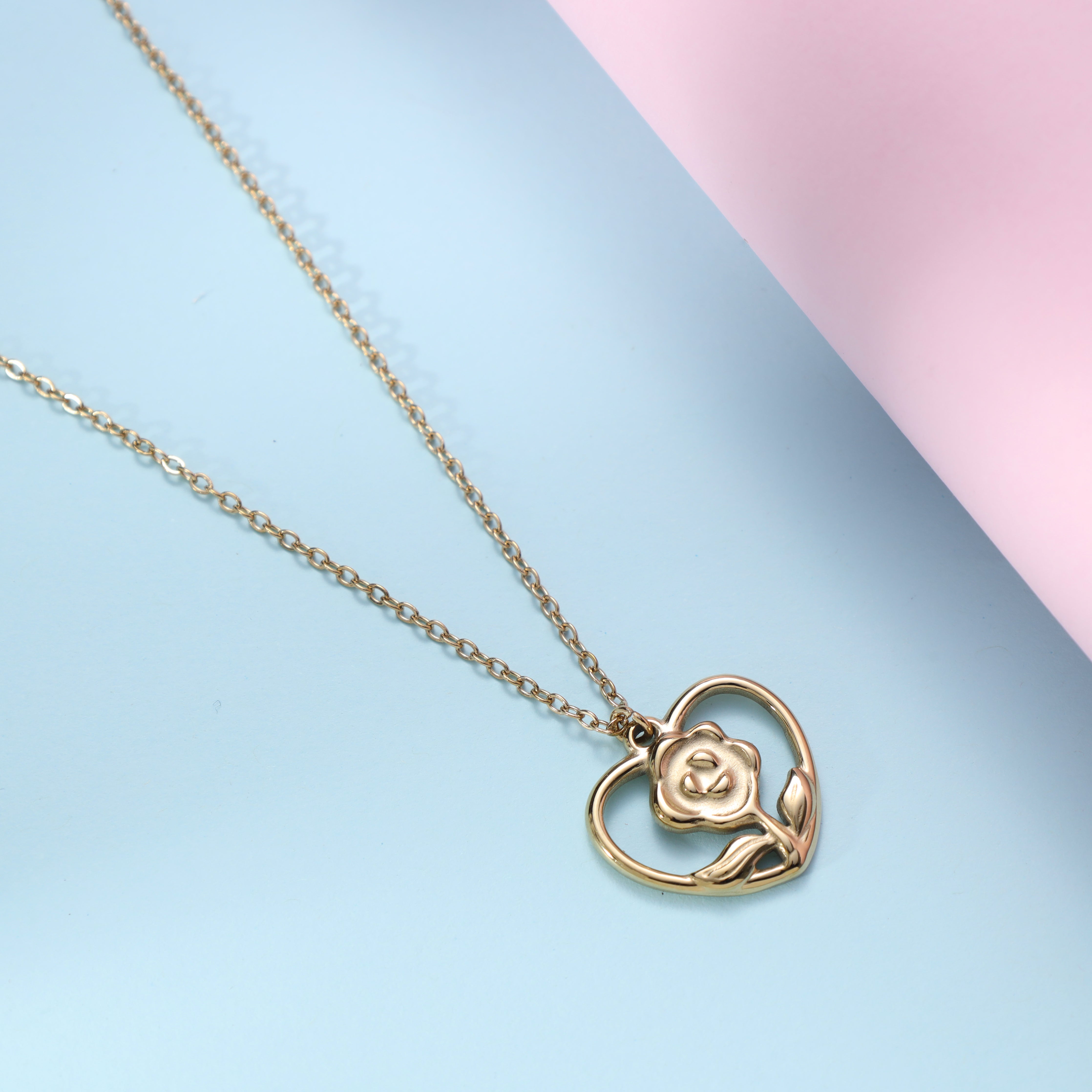 Damen Ankerkette mit hertz 1mm aus Edelstahl 18K Vergoldet - Taipan Schmuck