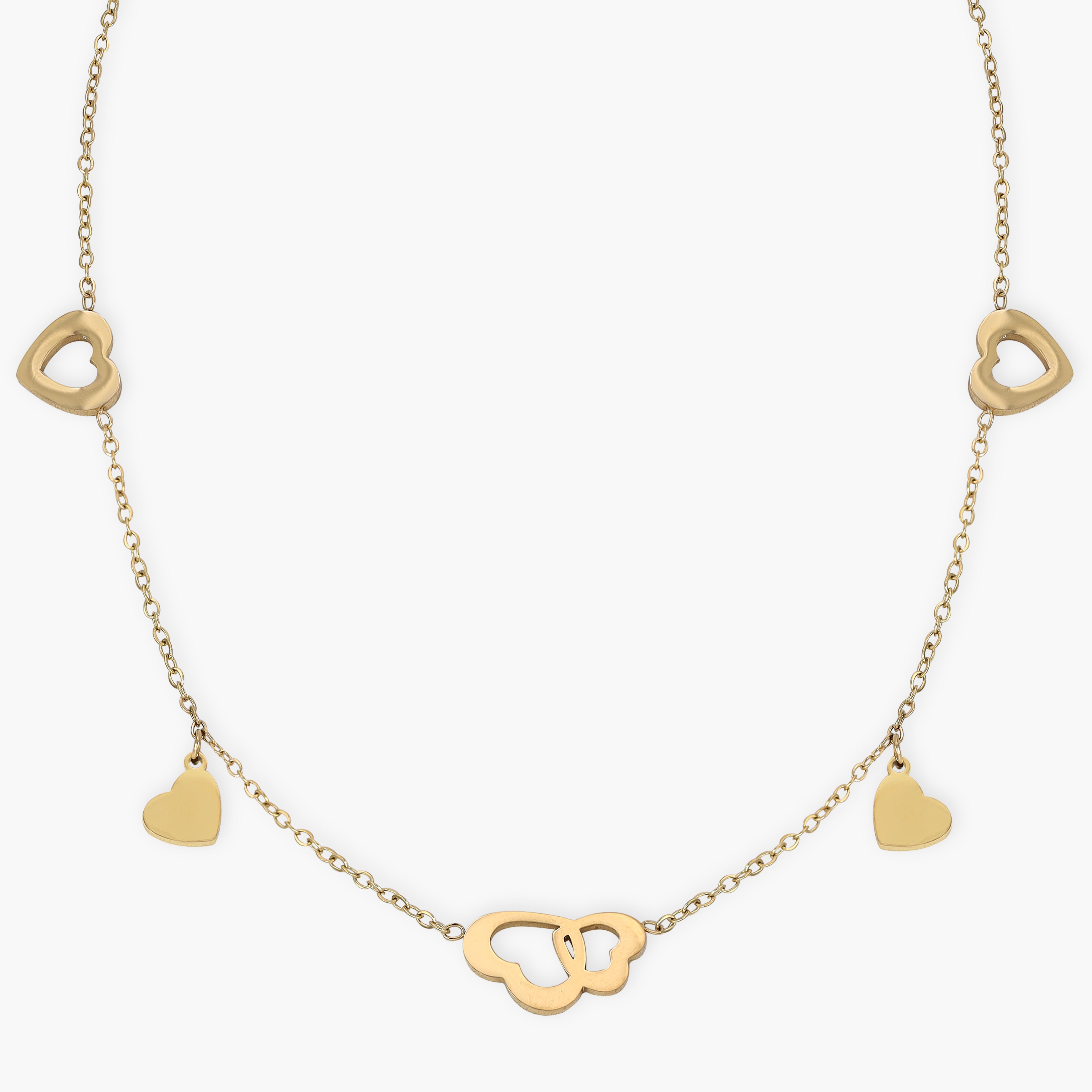 Damen Ankerkette mit hertz 1mm aus Edelstahl 18K Vergoldet - Taipan Schmuck