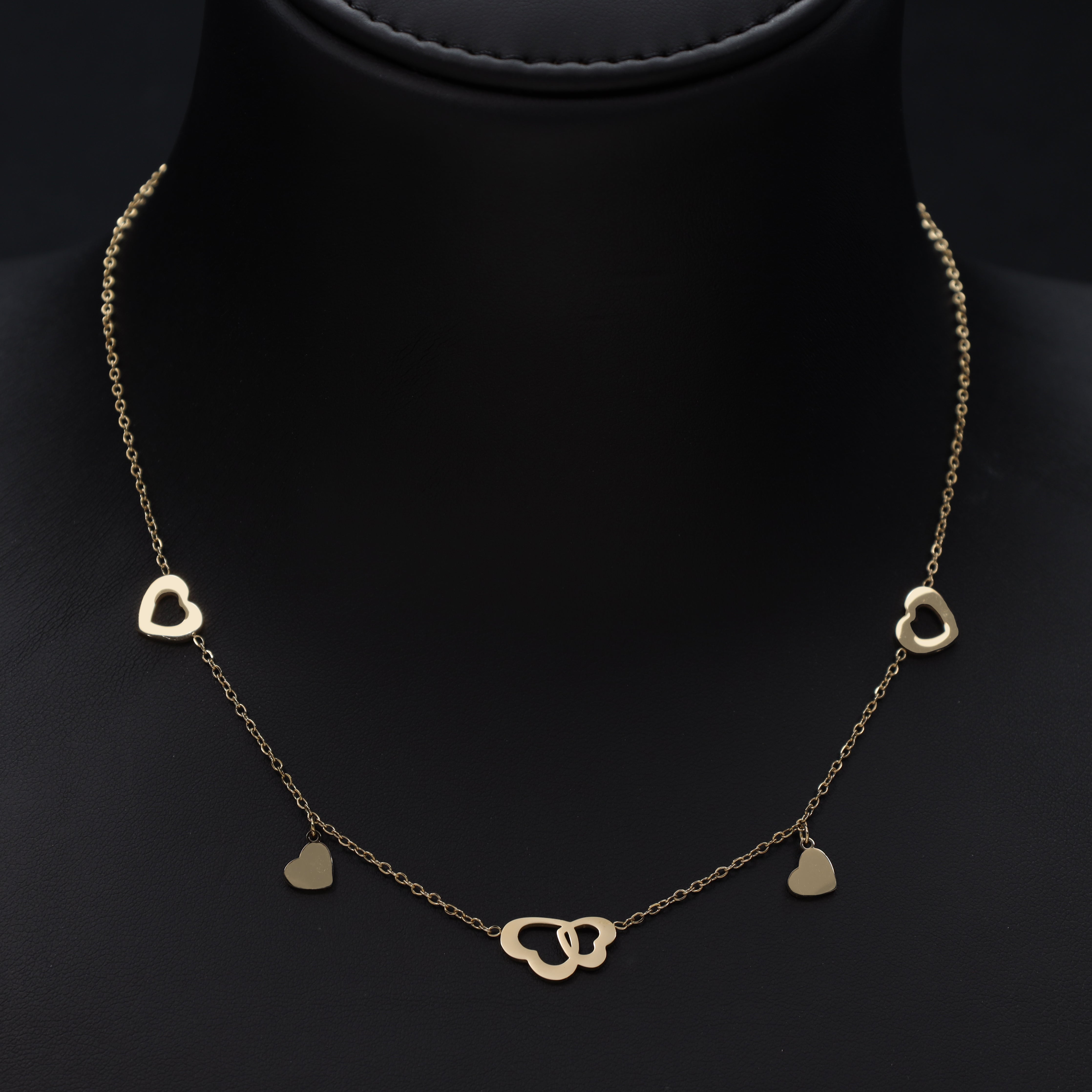 Damen Ankerkette mit hertz 1mm aus Edelstahl 18K Vergoldet - Taipan Schmuck