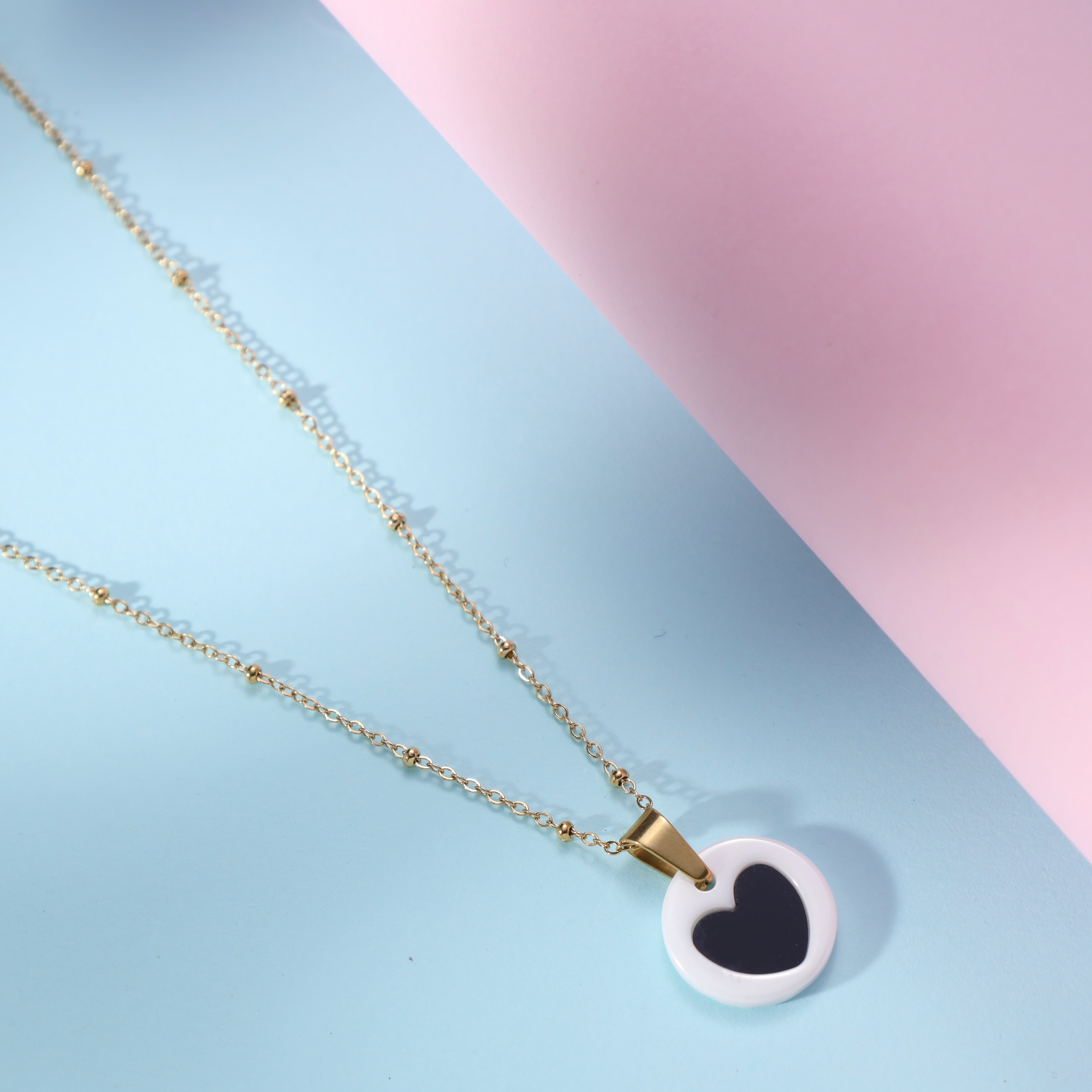 Damen Ankerkette mit hertz 1mm aus Edelstahl 18K Vergoldet - Taipan Schmuck