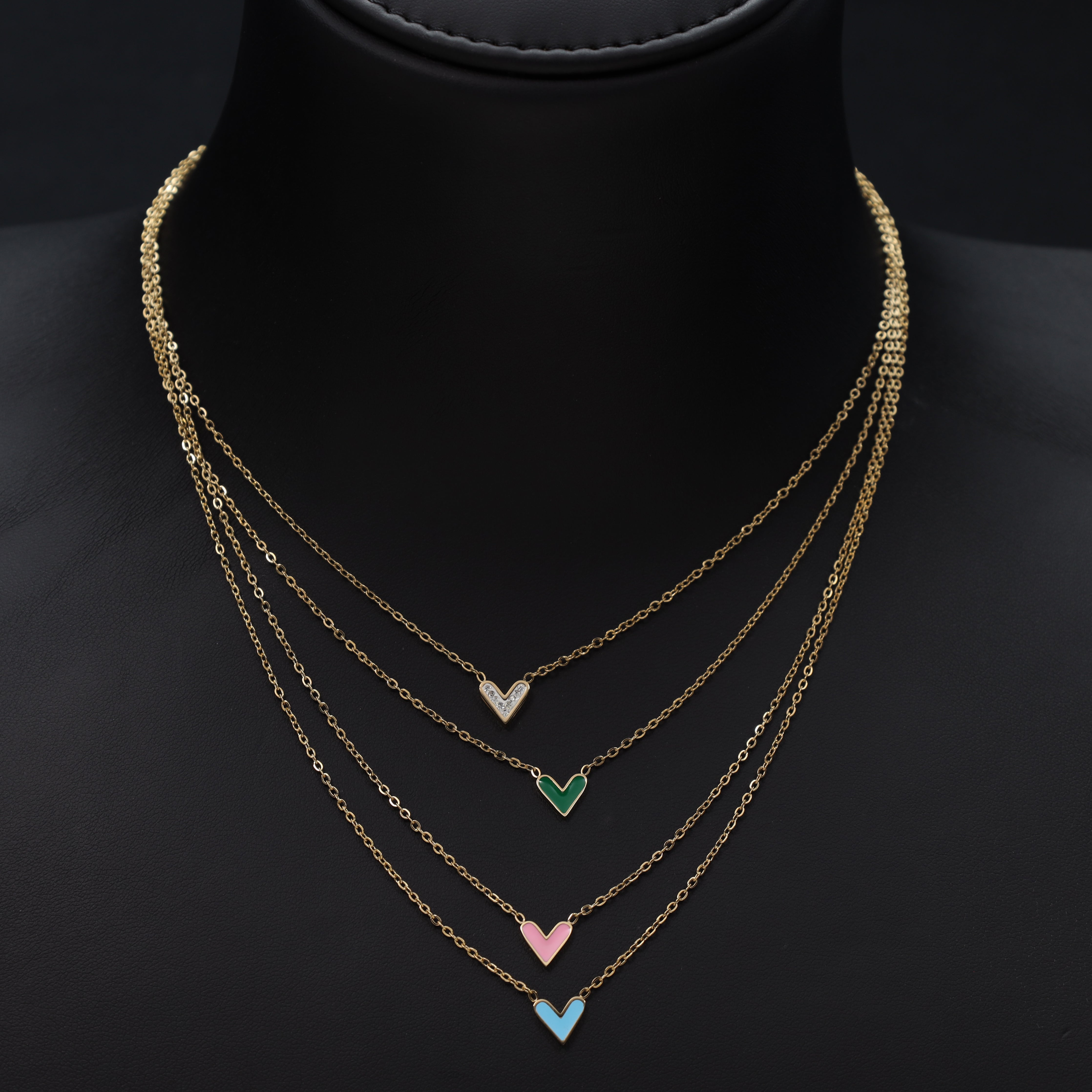 Layering Damen Ankerkette mit hertz aus Edelstahl 18K Vergoldet - Taipan Schmuck