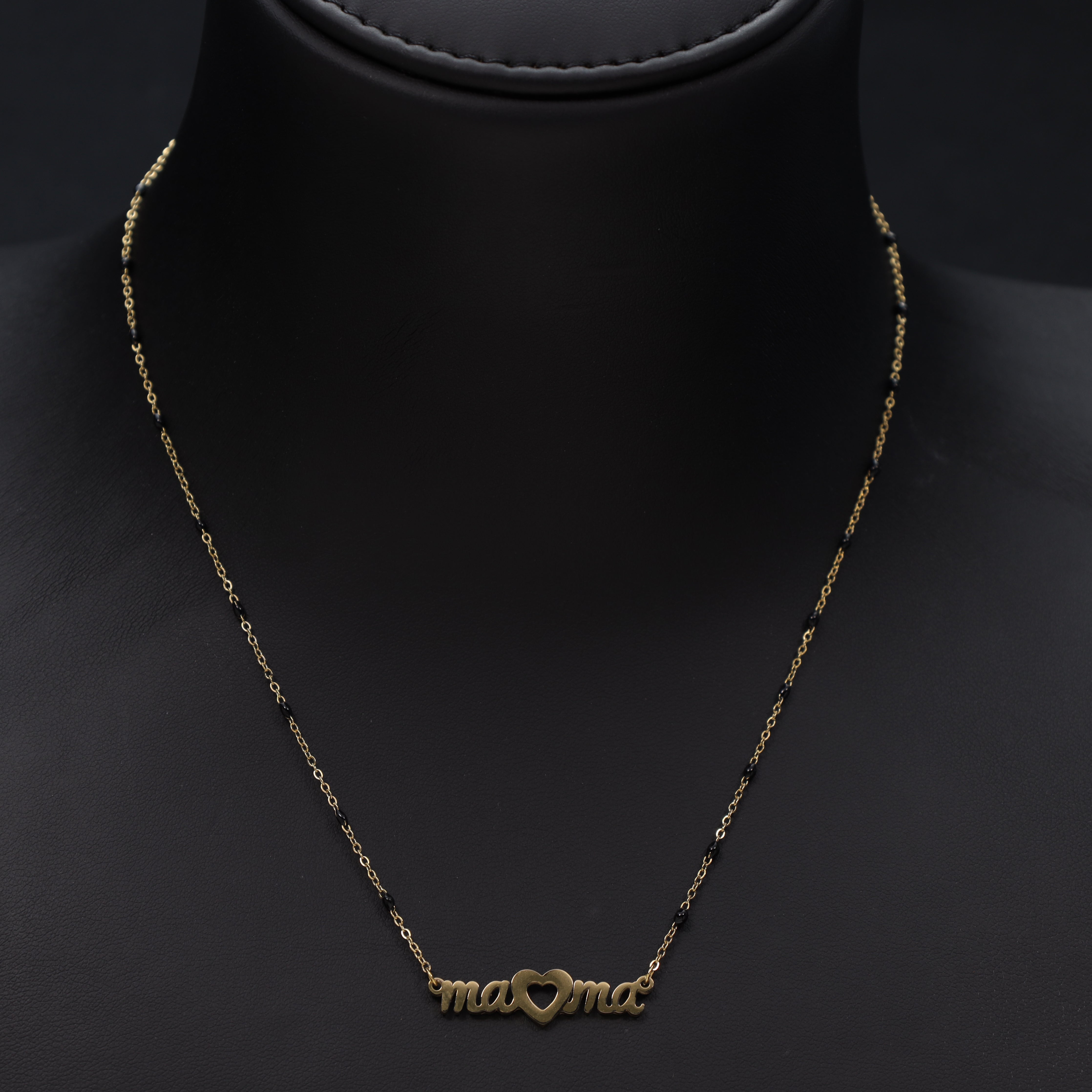 Damen Ankerkette mit "Mama" 1mm aus Edelstahl 18K Vergoldet - Taipan Schmuck