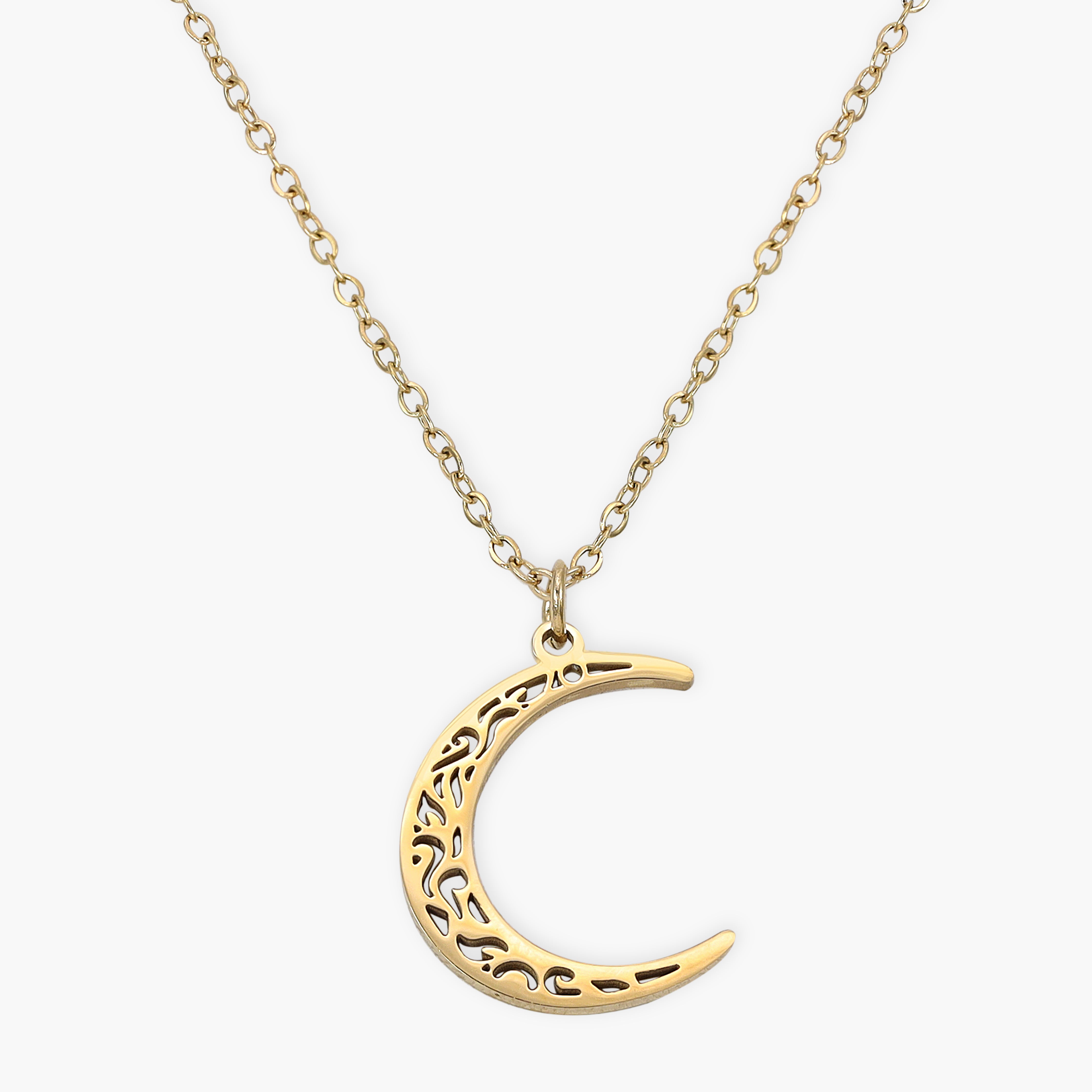 Damen Ankerkette mit Moon 1mm aus Edelstahl 18K Vergoldet - Taipan Schmuck