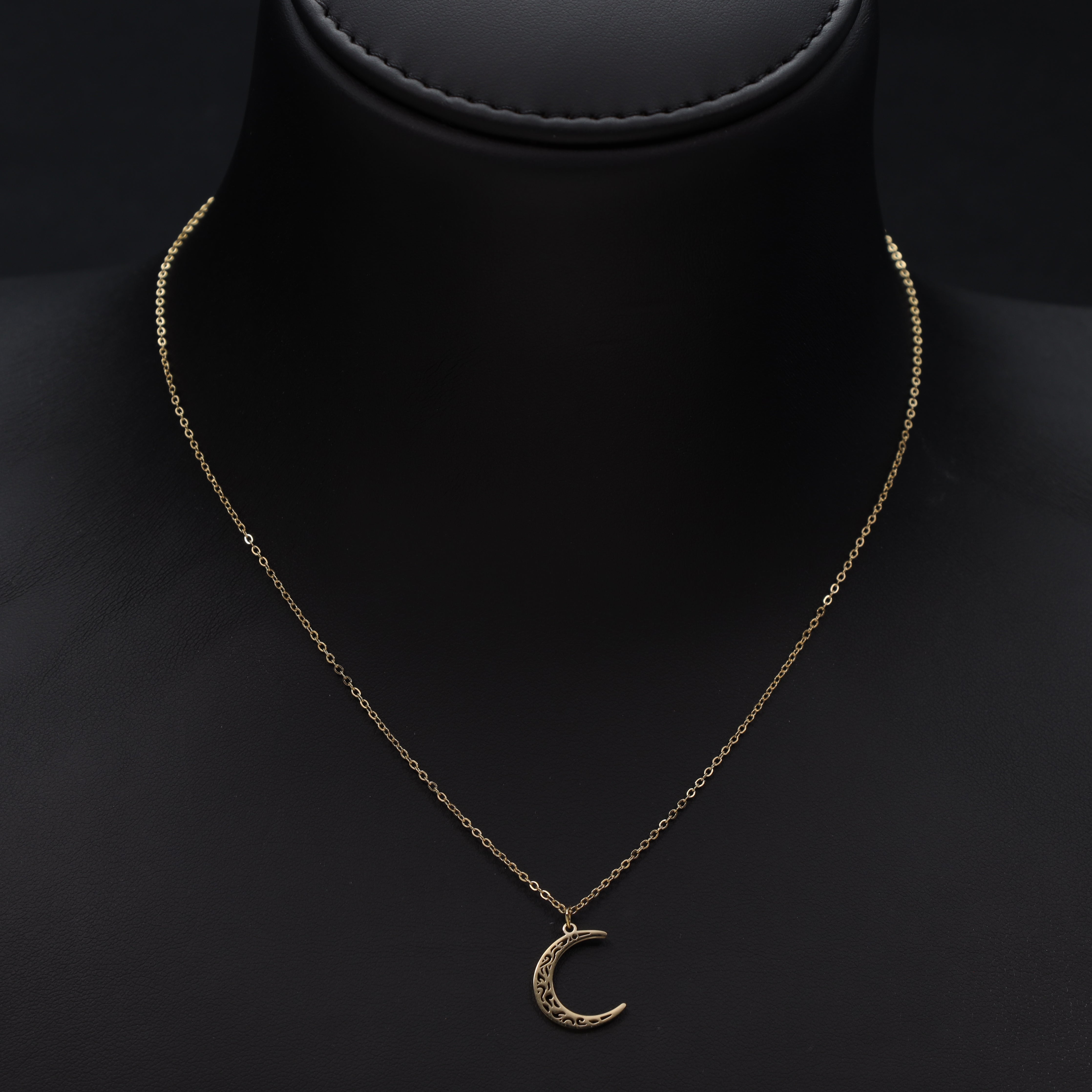 Damen Ankerkette mit Moon 1mm aus Edelstahl 18K Vergoldet - Taipan Schmuck