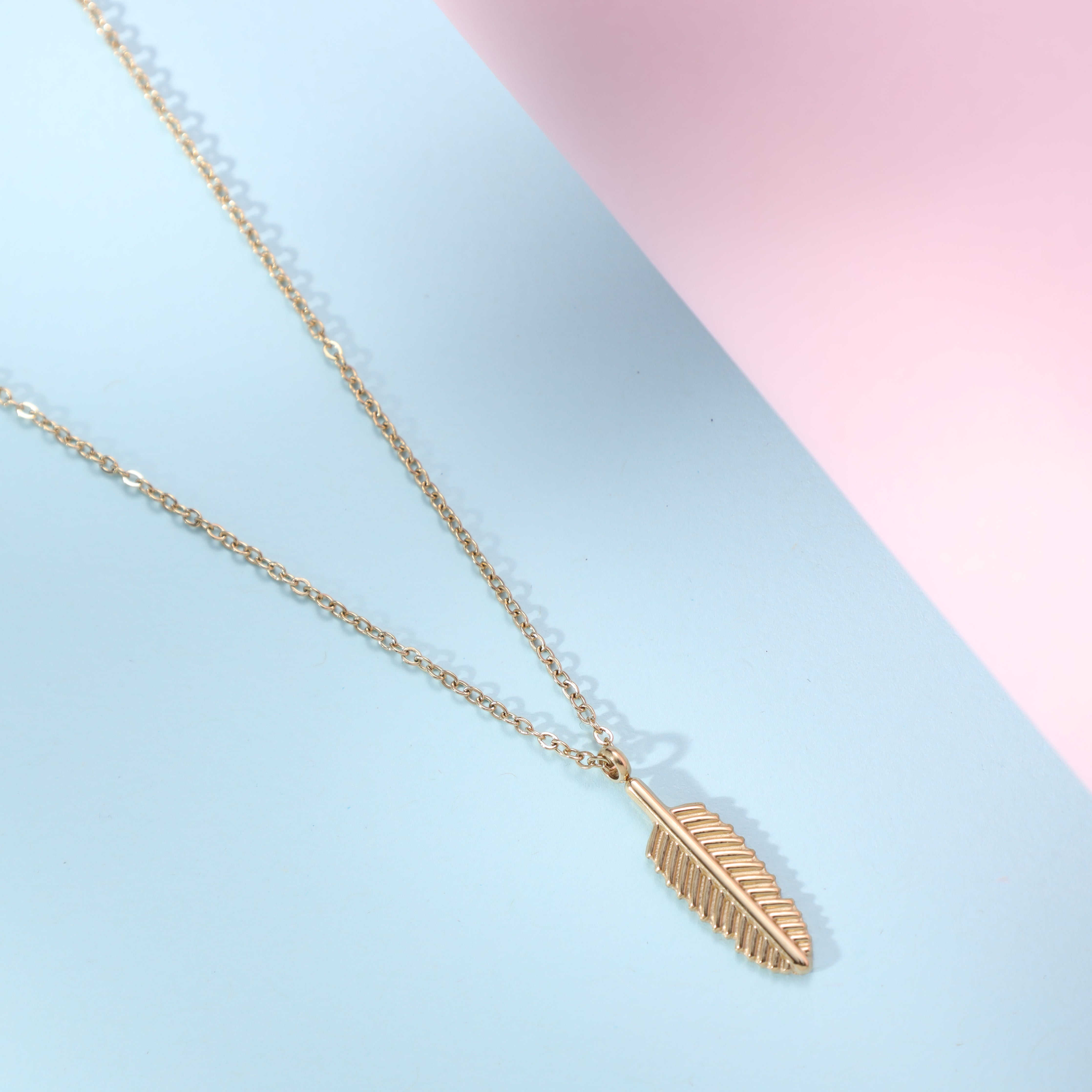 Damen Ankerkette mit Leaf 1mm aus Edelstahl 18K Vergoldet - Taipan Schmuck