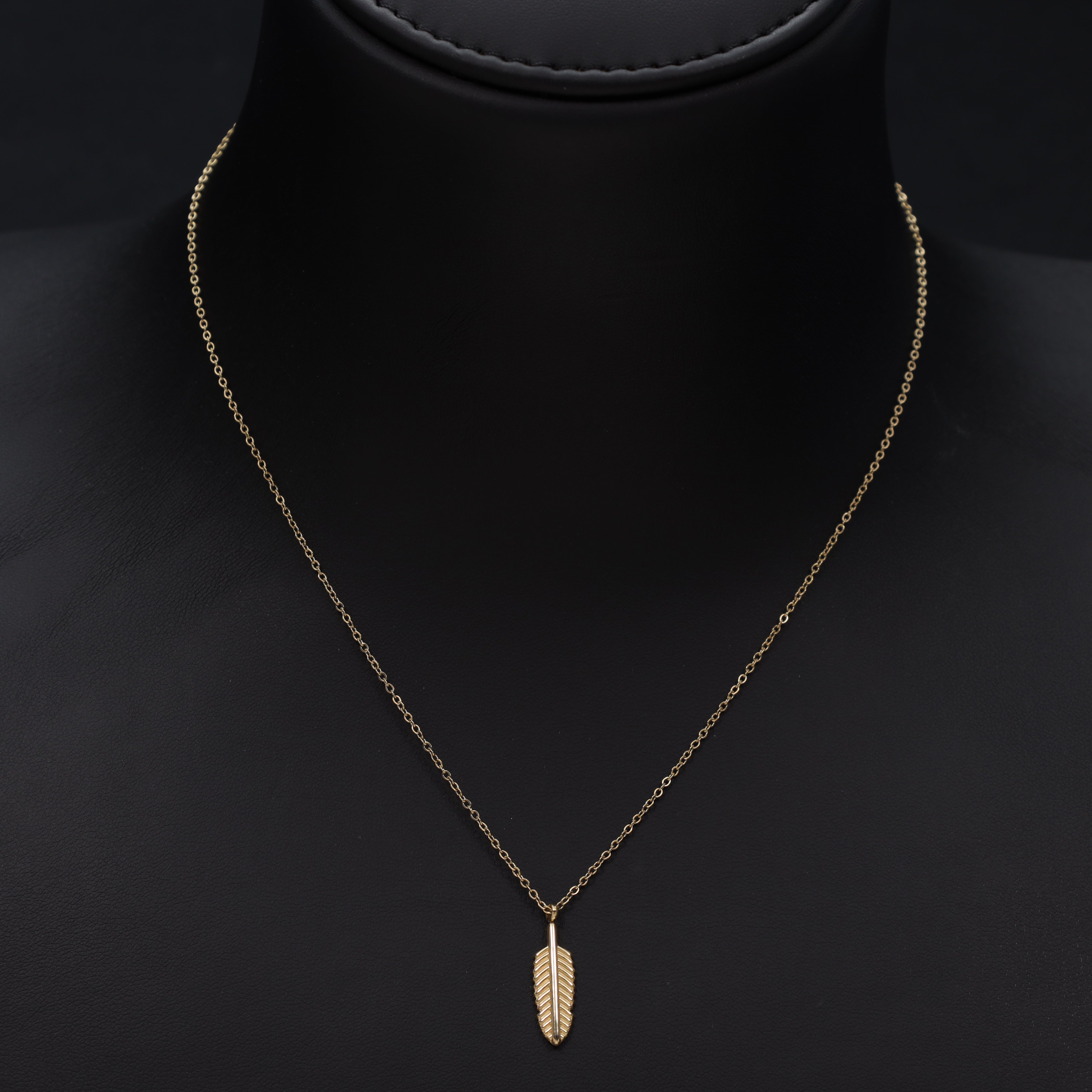 Damen Ankerkette mit Leaf 1mm aus Edelstahl 18K Vergoldet - Taipan Schmuck