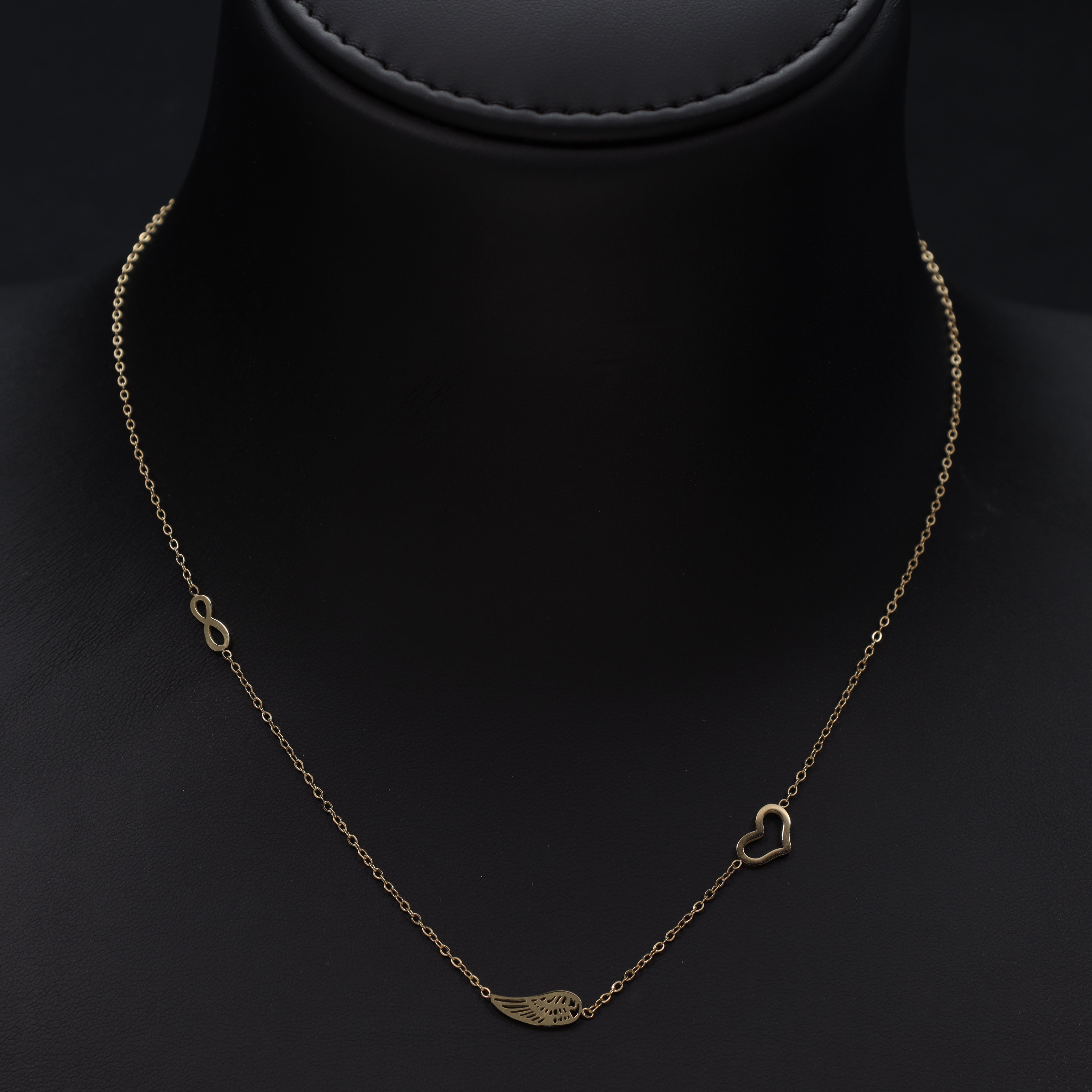 Damen Ankerkette mit hertz Flügel 1mm aus Edelstahl 18K Vergoldet - Taipan Schmuck