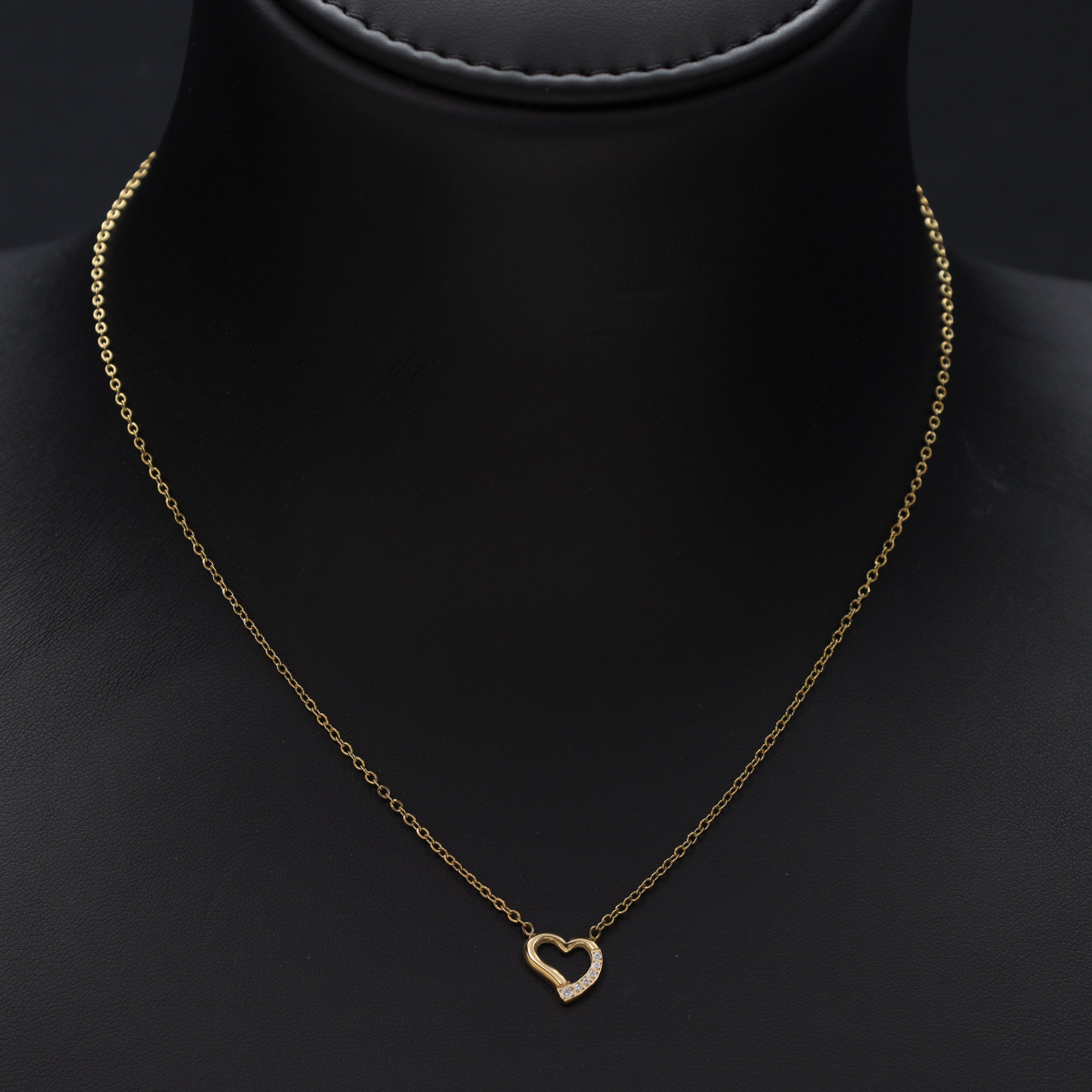 Damen Ankerkette mit hertz 1mm aus Edelstahl 18K Vergoldet - Taipan Schmuck