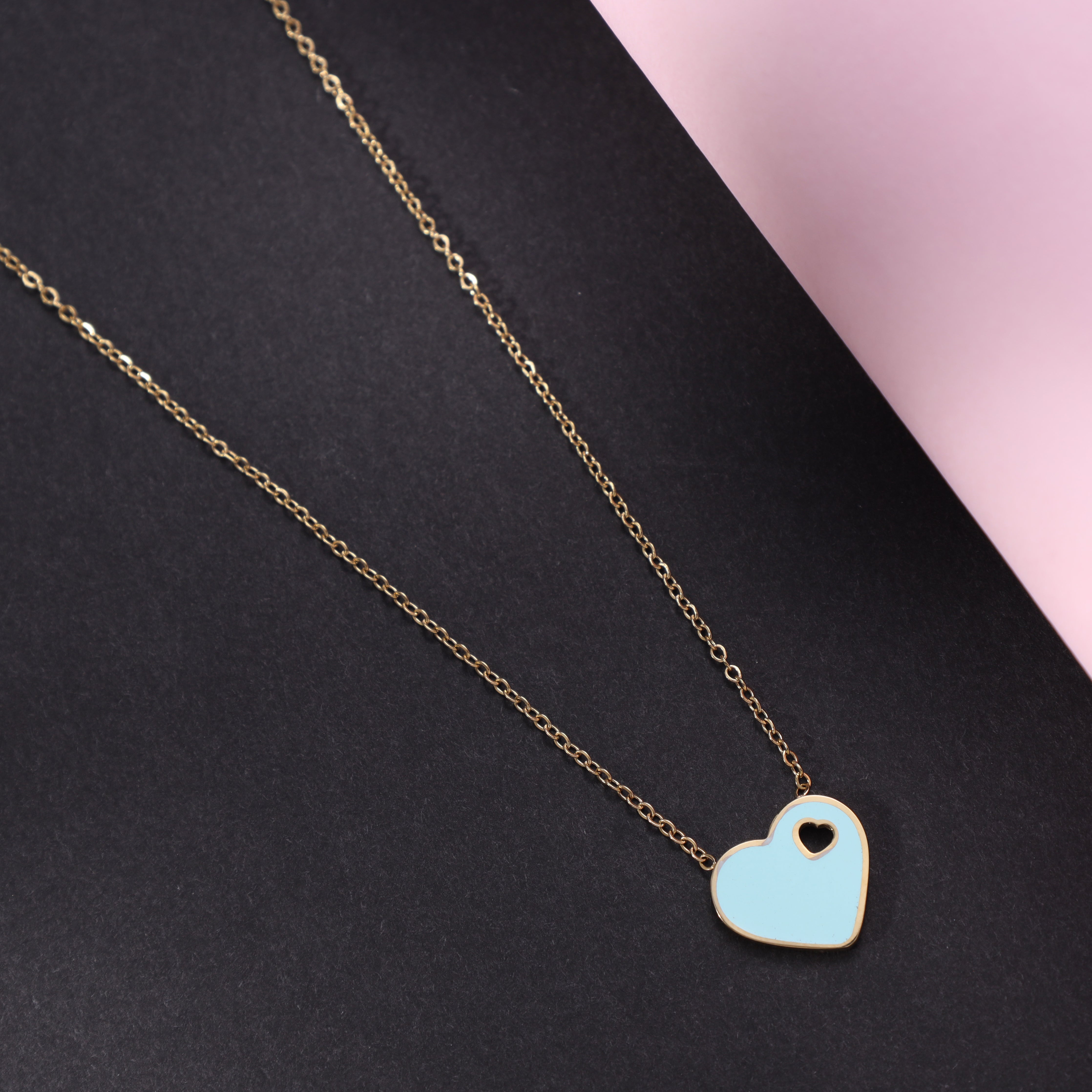 Damen Ankerkette mit hertz 1mm aus Edelstahl 18K Vergoldet - Taipan Schmuck