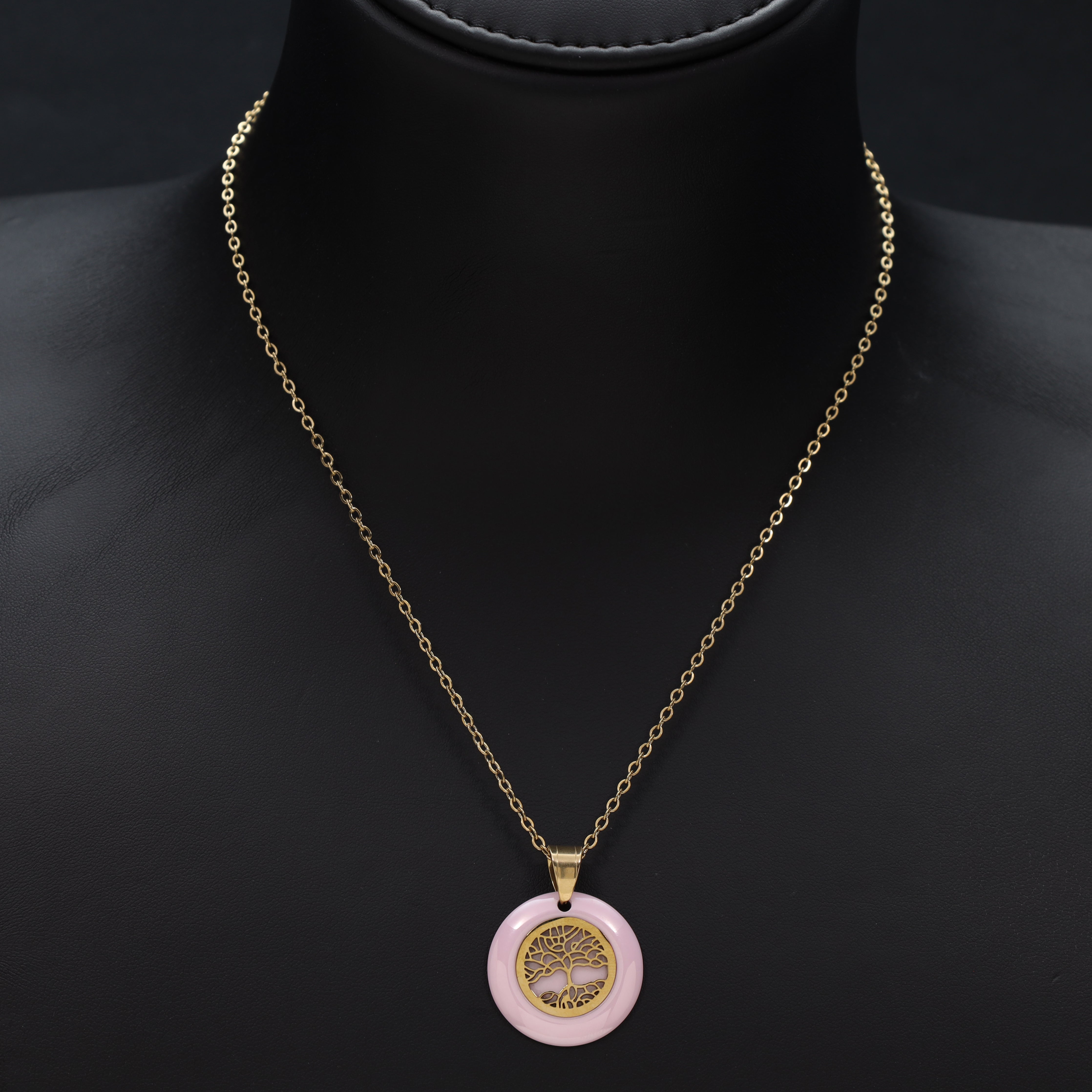 Damen Ankerkette mit Baum des Lebens 2mm aus Edelstahl 18K Vergoldet - Taipan Schmuck