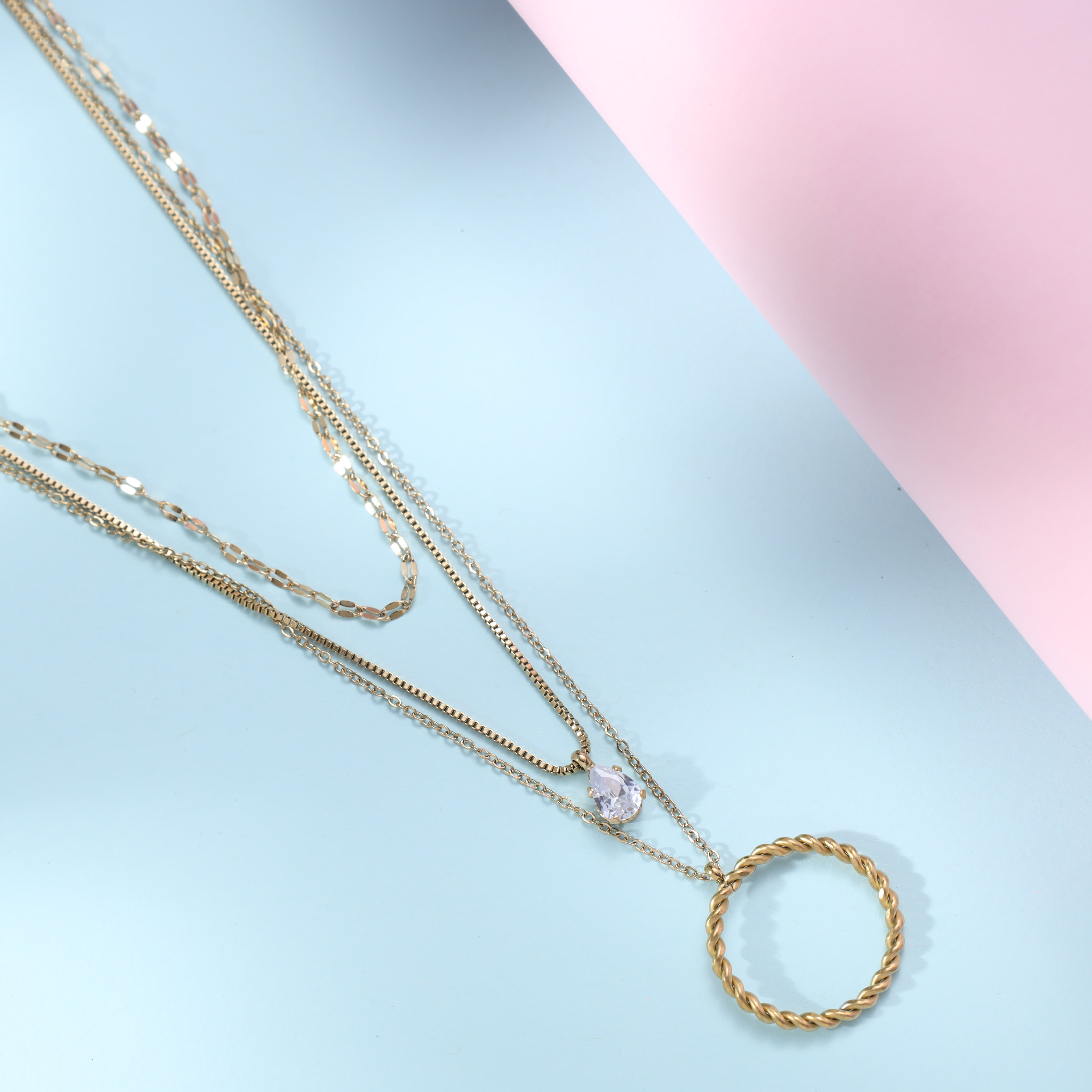 Layering Damen Ankerkette + Box chain aus Edelstahl 18K Vergoldet - Taipan Schmuck