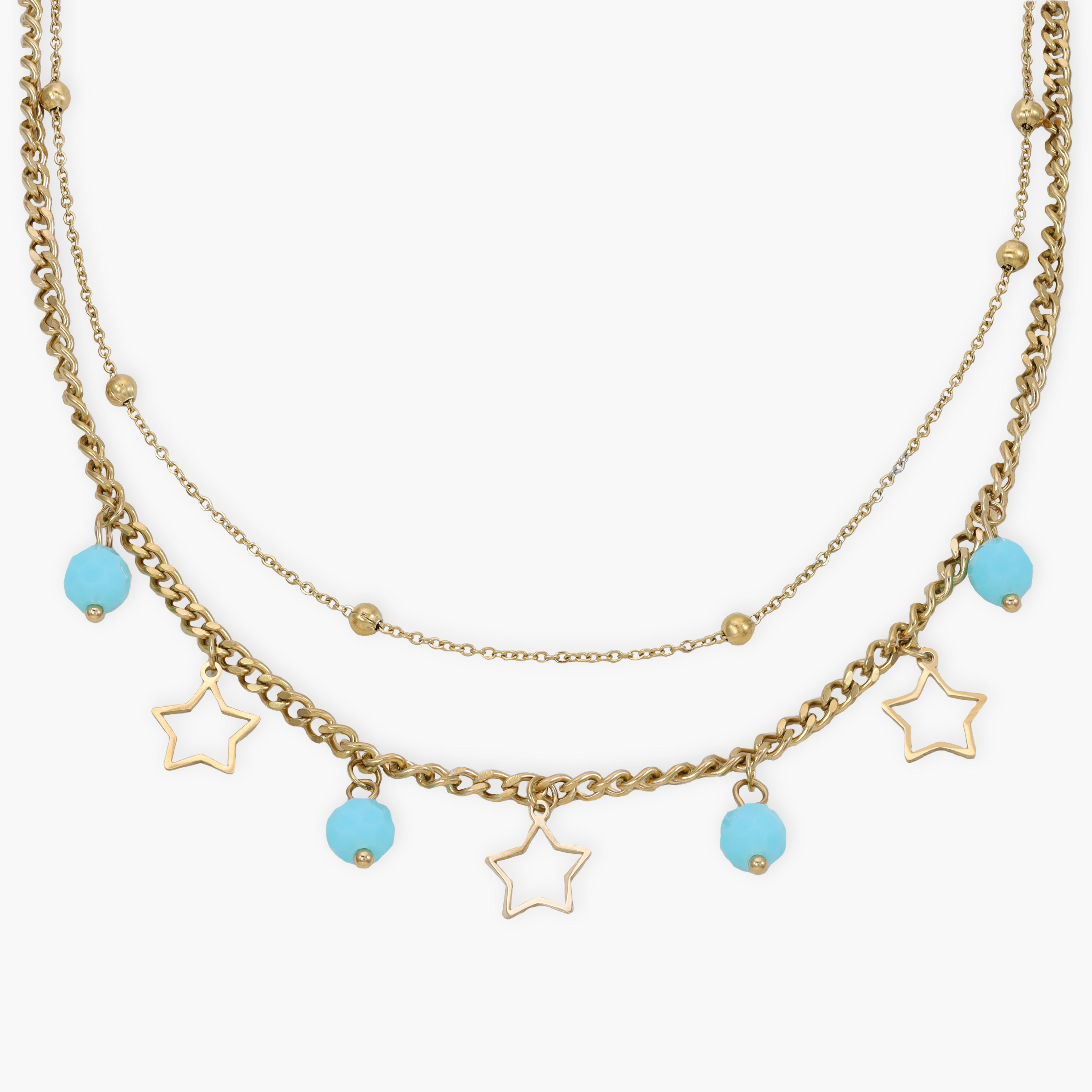 Layering Damen Panzerkette mit stern aus Edelstahl 18K Vergoldet - Taipan Schmuck