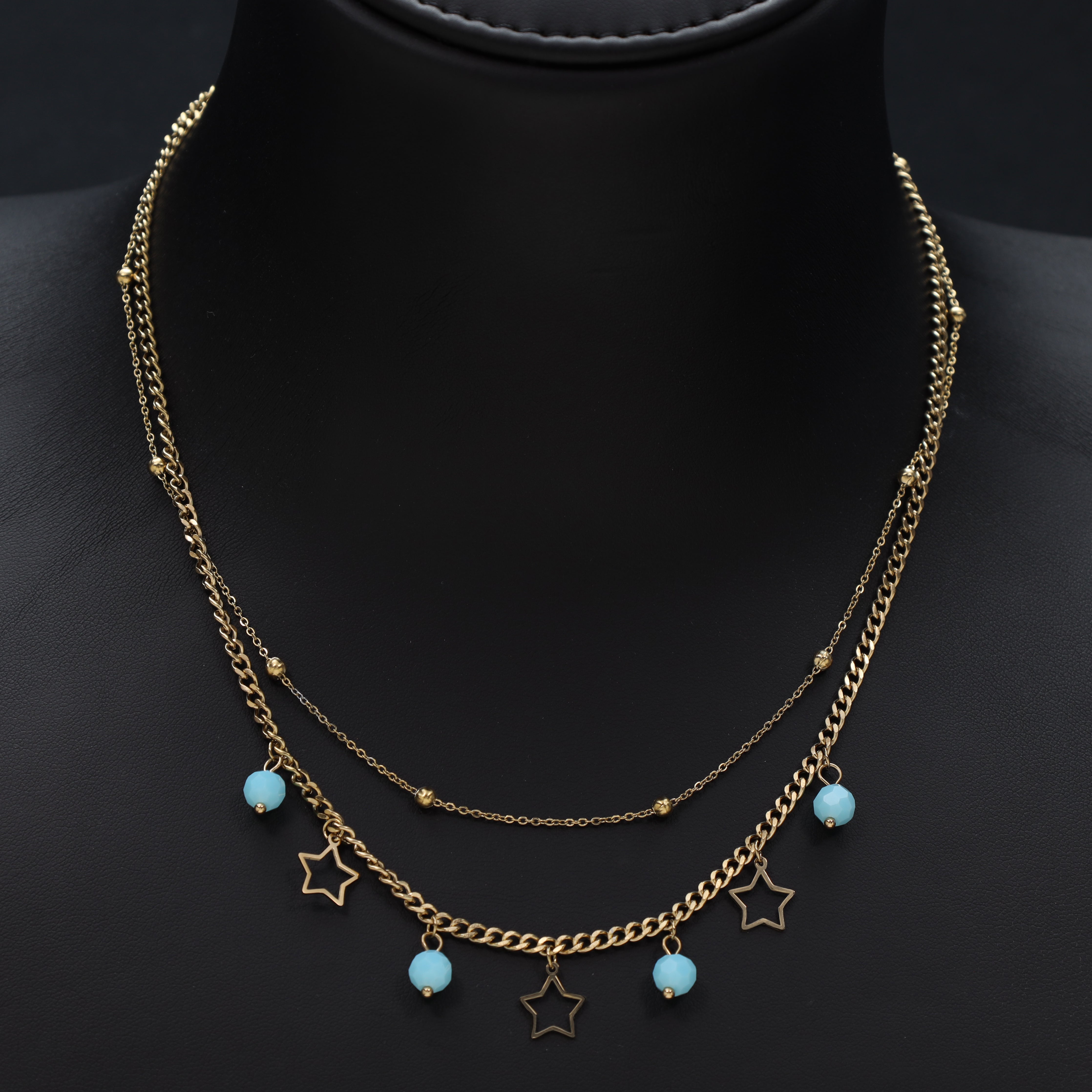 Layering Damen Panzerkette mit stern aus Edelstahl 18K Vergoldet - Taipan Schmuck