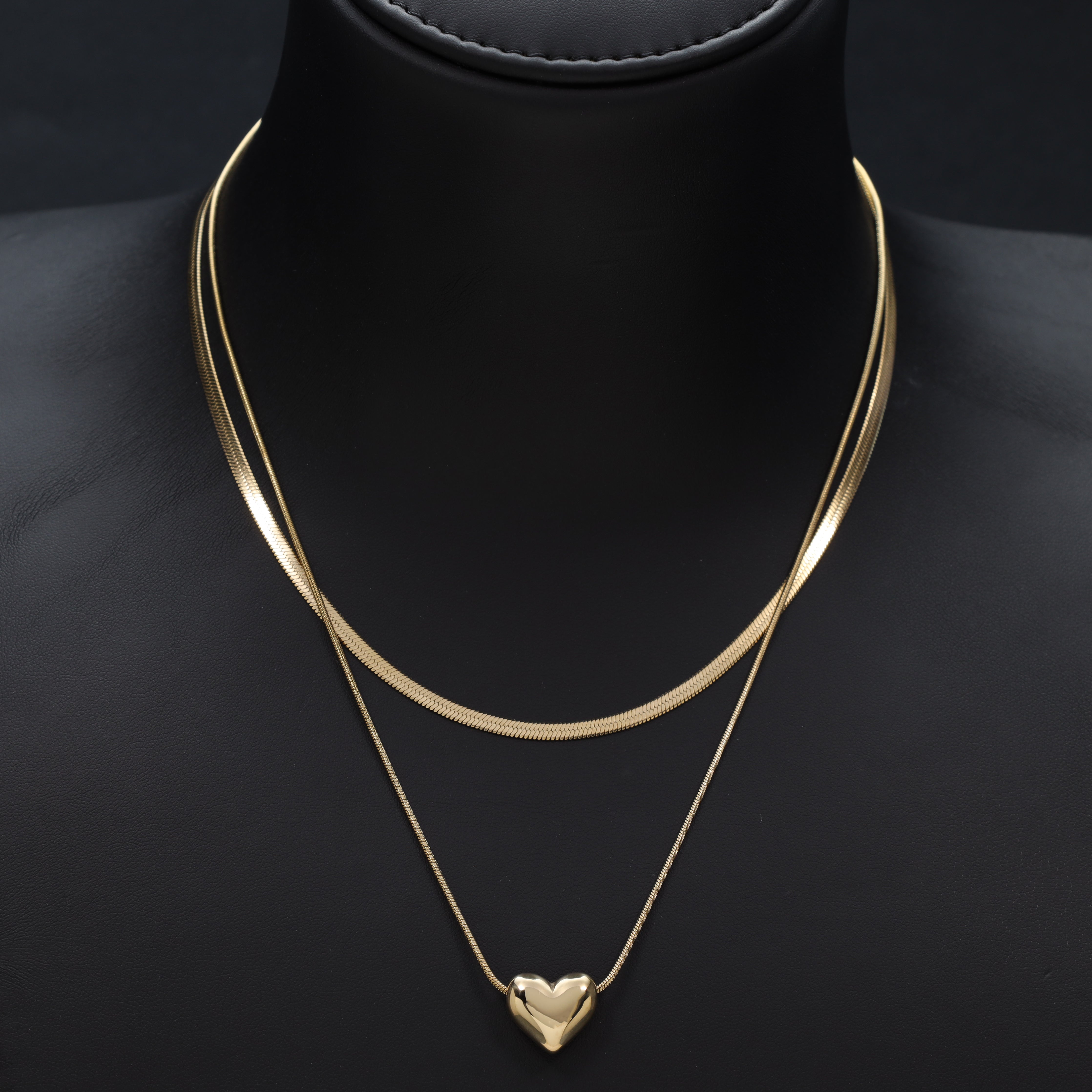 Damen snake chain mit hertz 3mm aus Edelstahl 18K Vergoldet - Taipan Schmuck