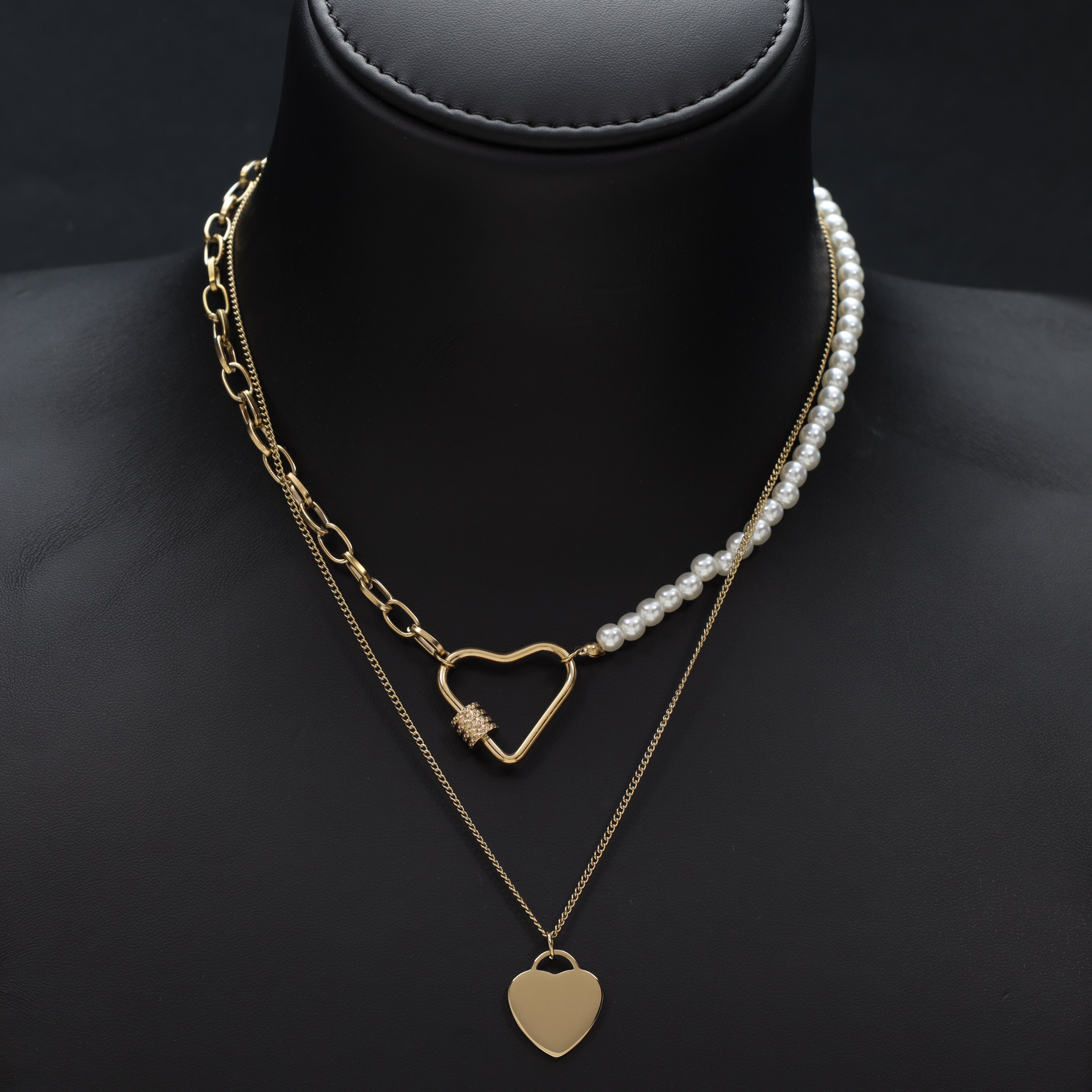 Layering Damenkette mit hertz aus Edelstahl 18K Vergoldet - Taipan Schmuck