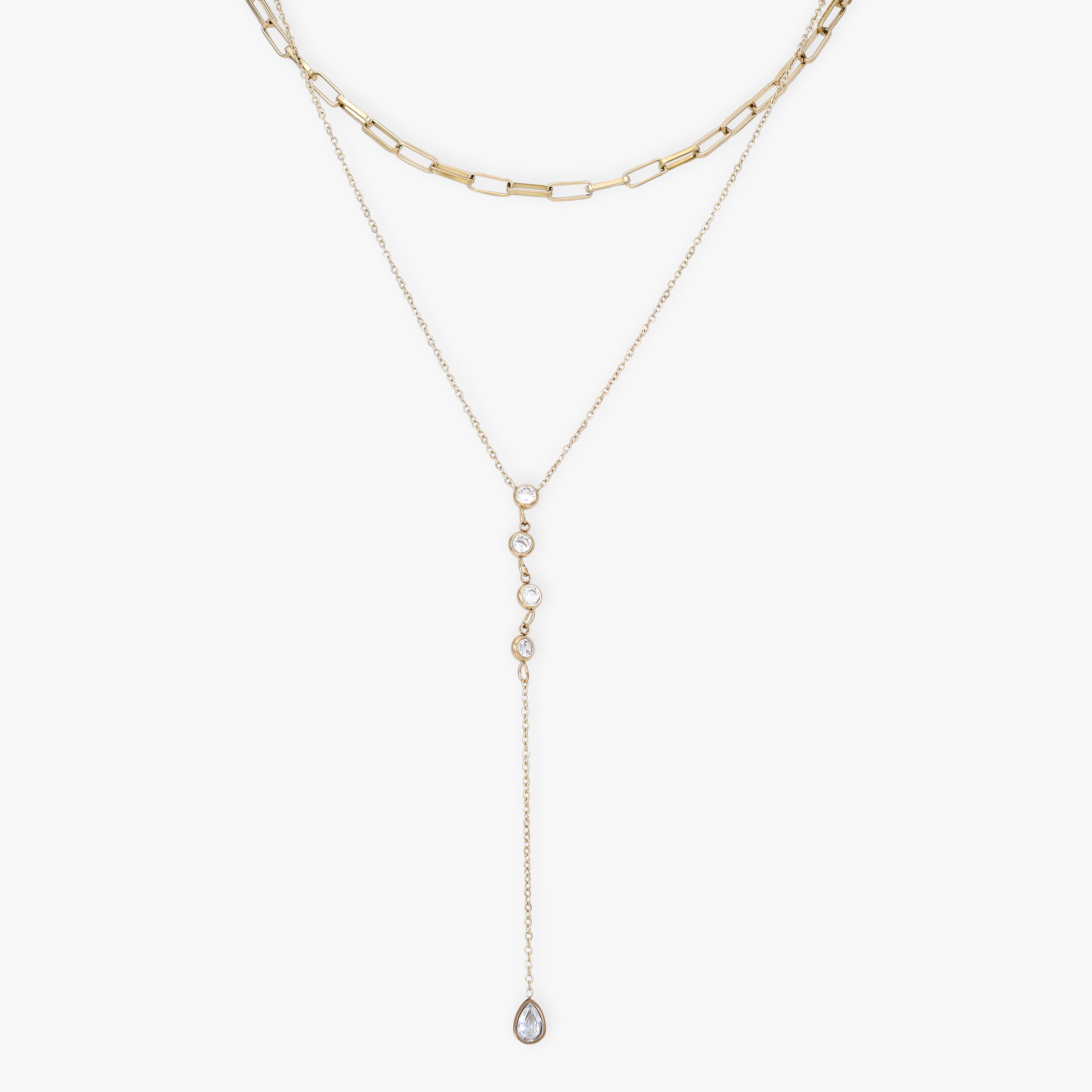 Layering Damenkette mit drops aus Edelstahl 18K Vergoldet - Taipan Schmuck