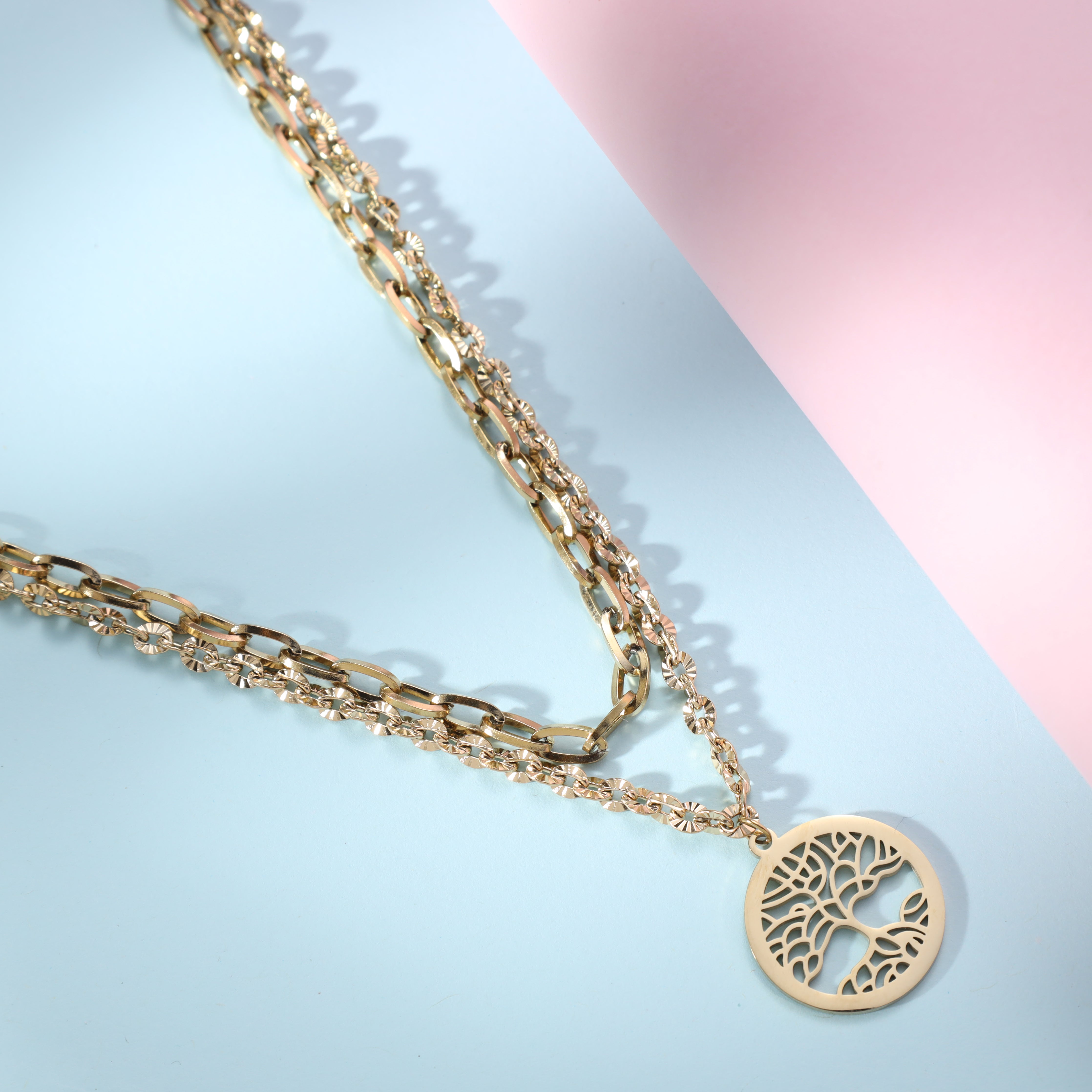 Layering Damenkette aus Edelstahl 18K Vergoldet - Taipan Schmuck