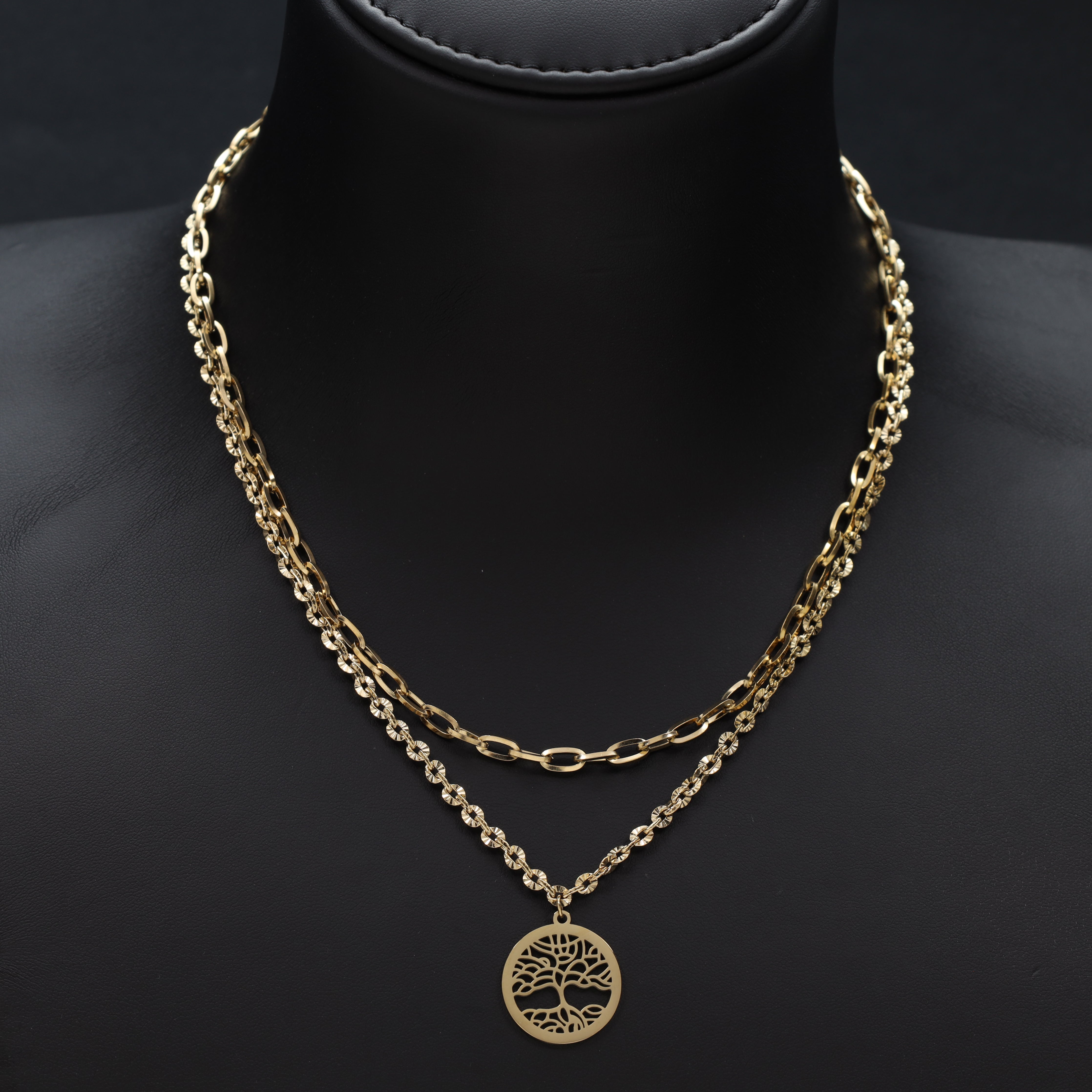 Layering Damenkette aus Edelstahl 18K Vergoldet - Taipan Schmuck