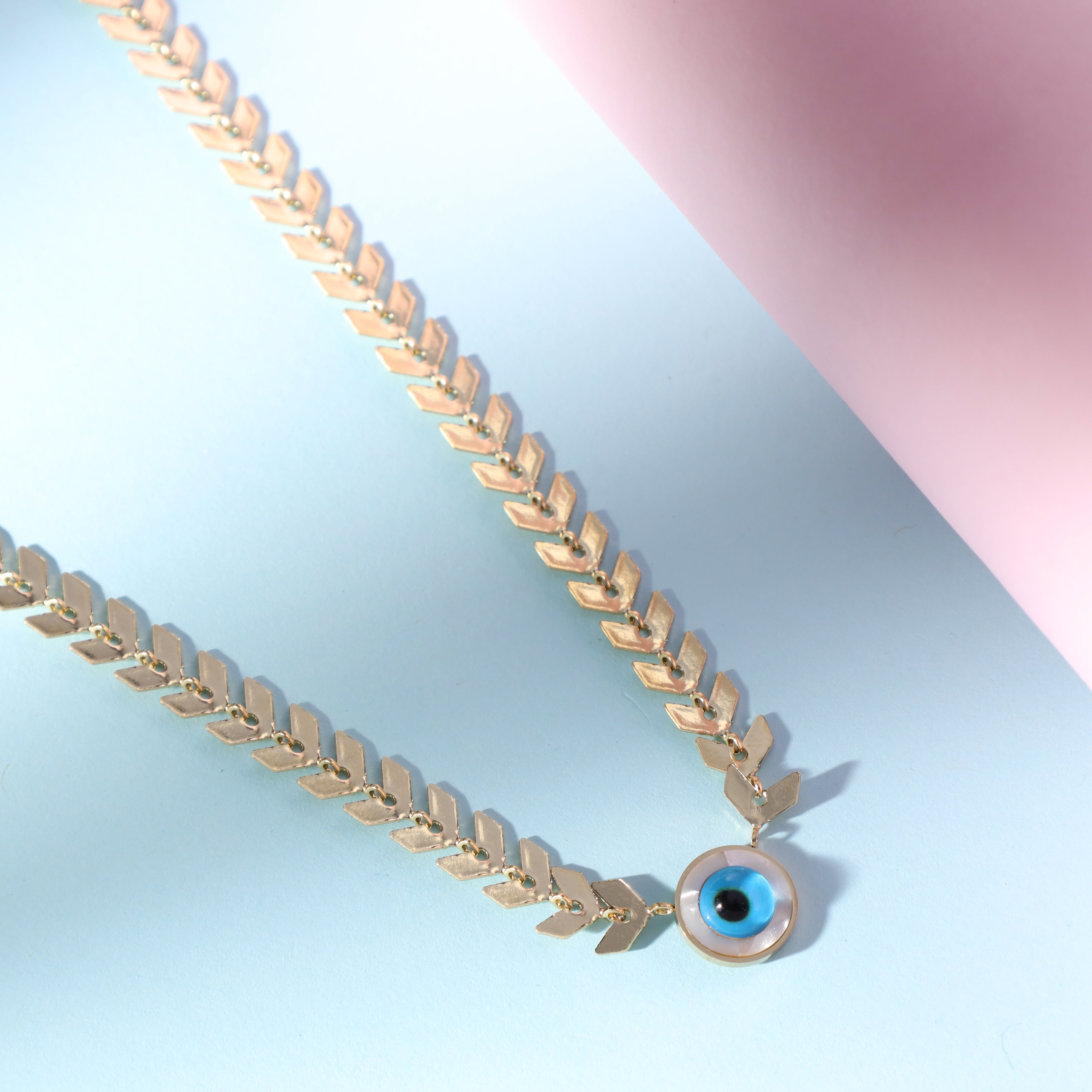 Damenkette mit Nazar evil eye aus Edelstahl 18K Vergoldet - Taipan Schmuck