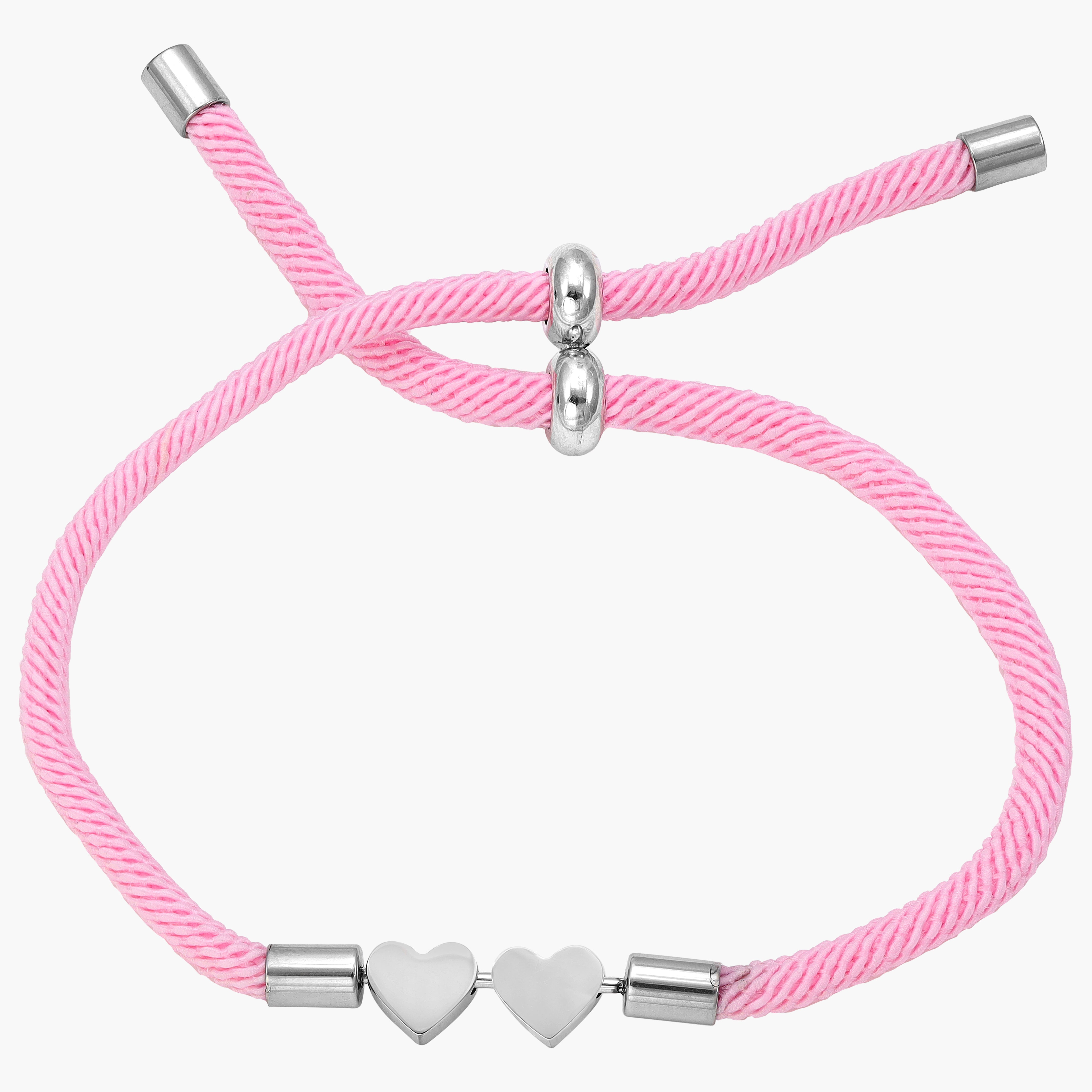 Armband pink mit Herz Motiv aus Edelstahl