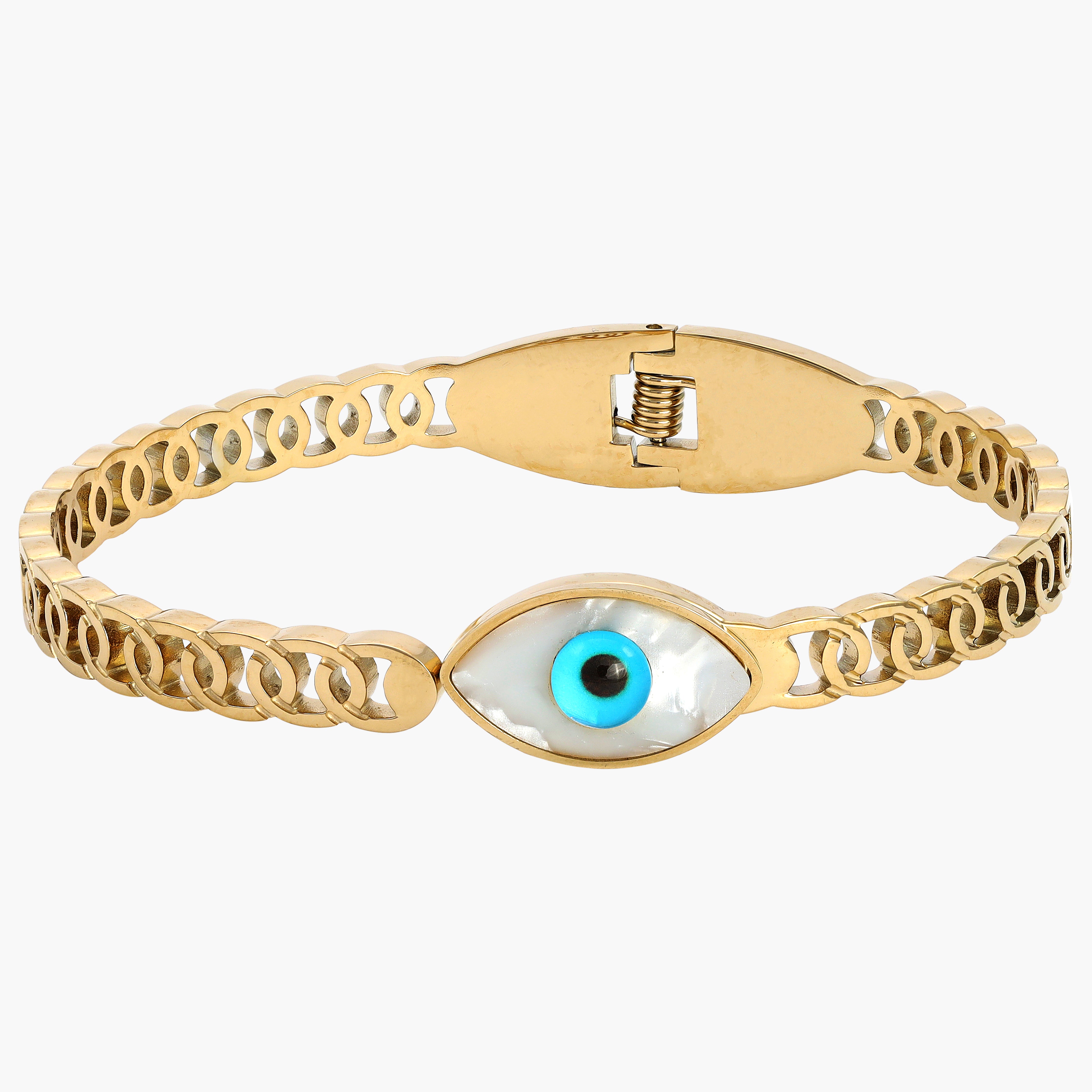 Armreifen armband mit Nazar evil eye aus Edelstahl 18K Vergoldet - Taipan Schmuck