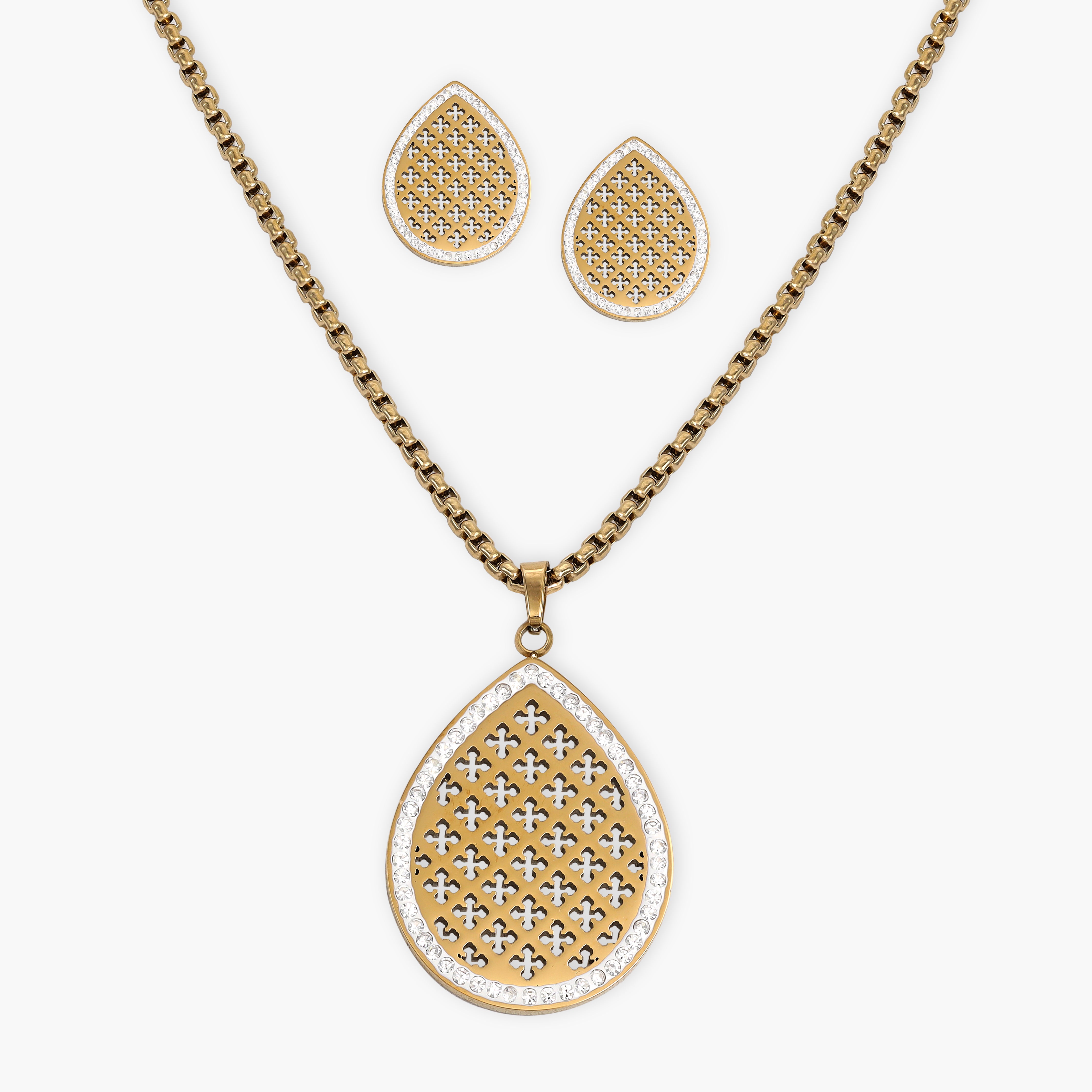 Damen Set Halskette and ohrringe aus Edelstahl 18K Vergoldet - Taipan Schmuck