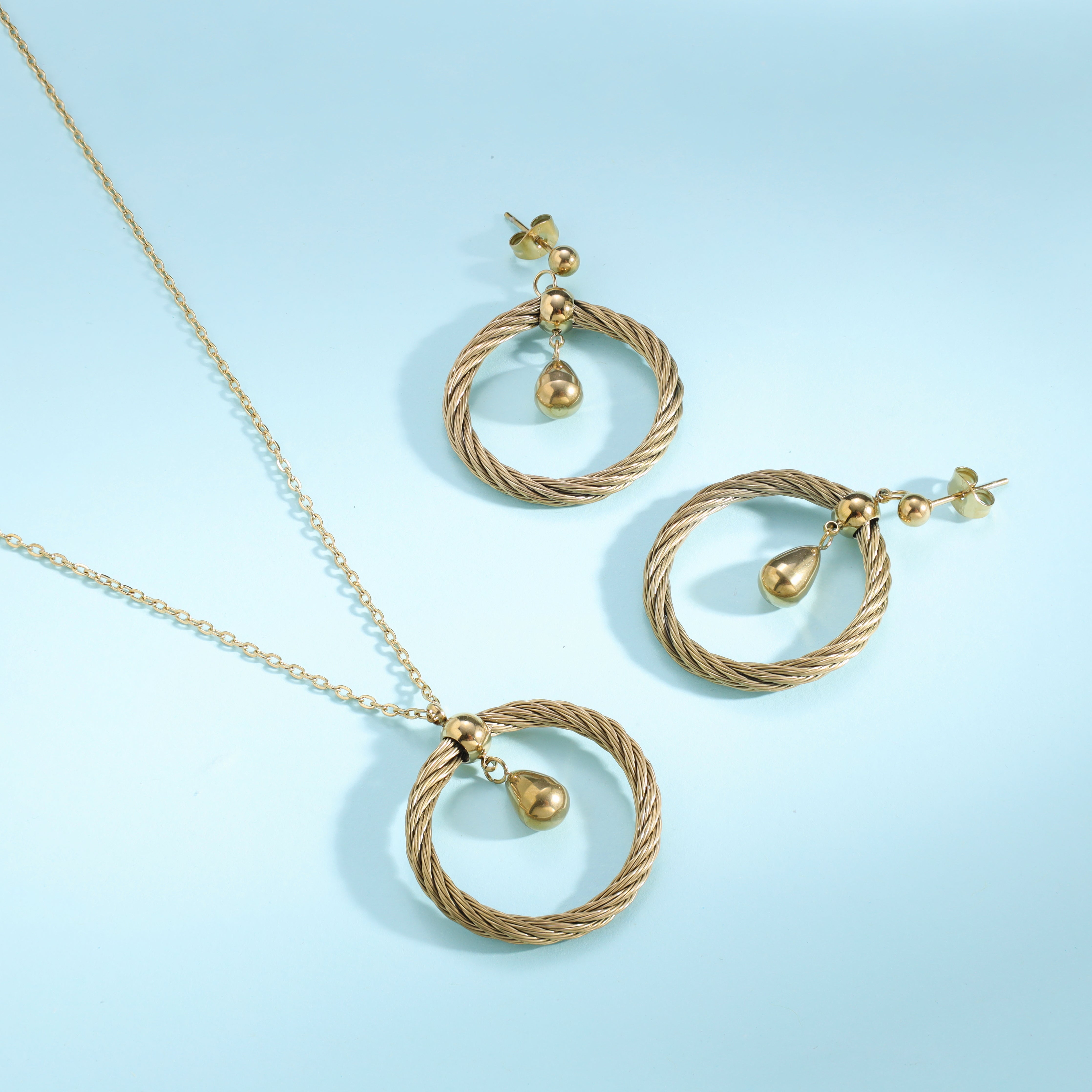 Damen Set Halskette and ohrringe aus Edelstahl 18K Vergoldet - Taipan Schmuck