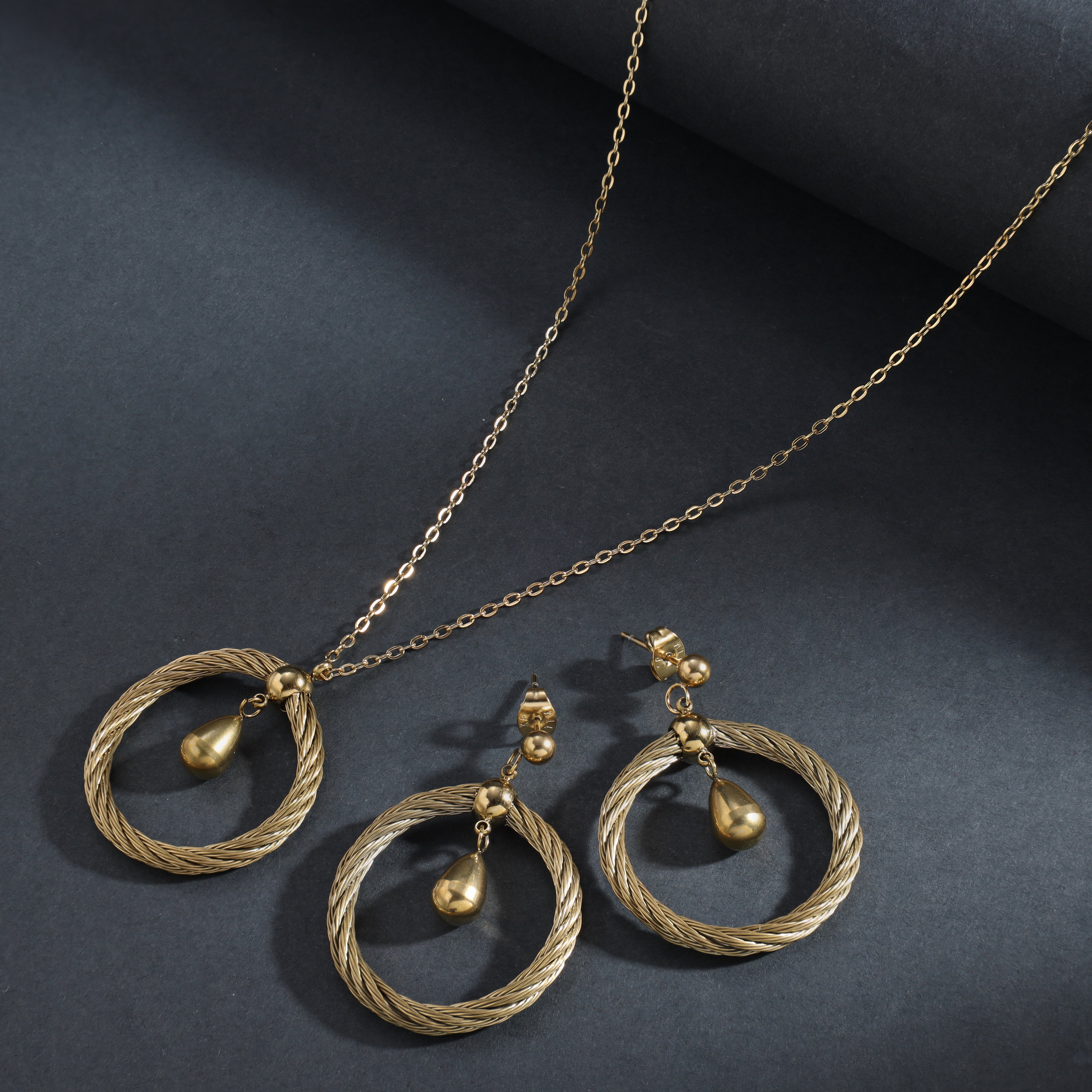 Damen Set Halskette and ohrringe aus Edelstahl 18K Vergoldet - Taipan Schmuck