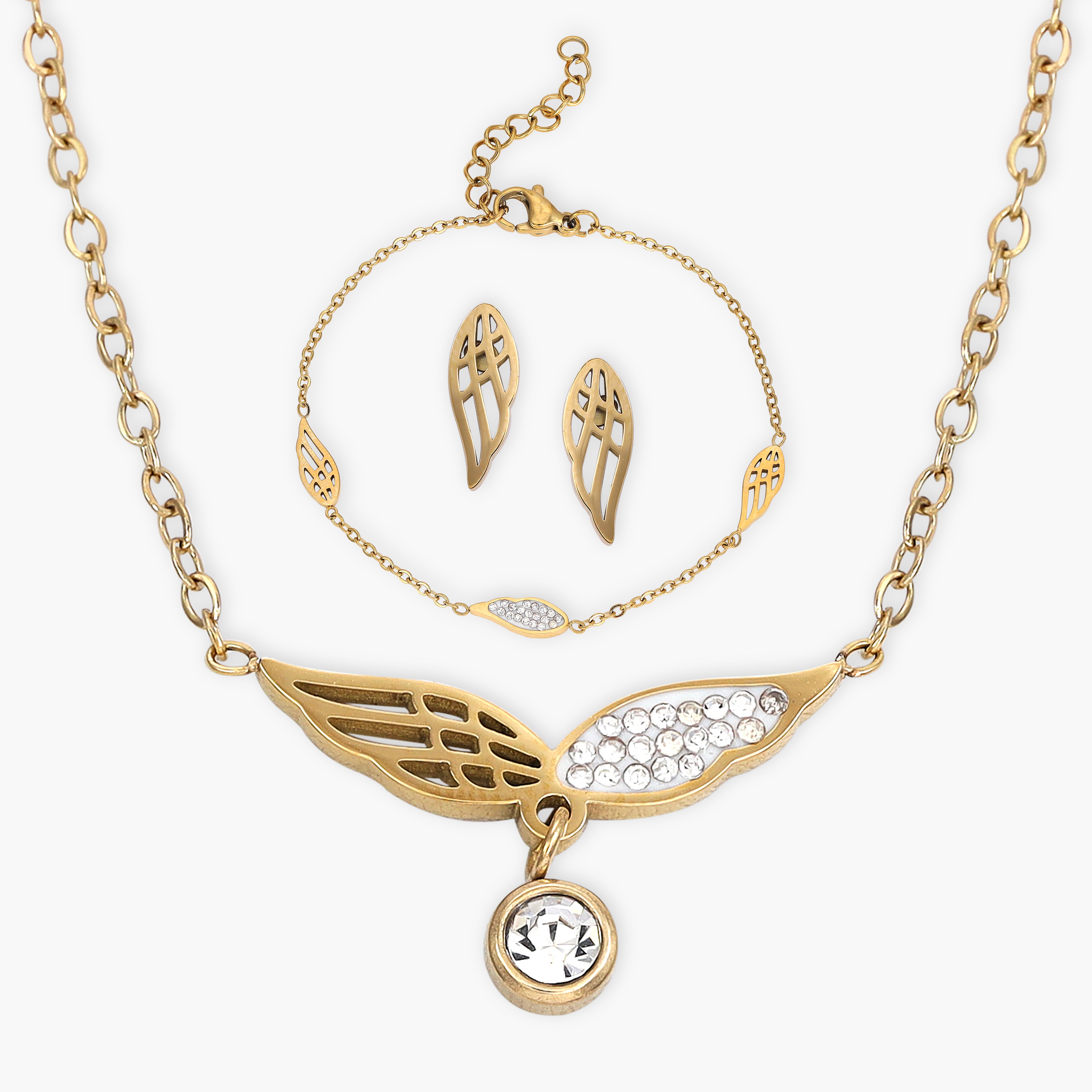 Damen Set Halskette , Armband  and ohrringe armband aus Edelstahl 18K Vergoldet - Taipan Schmuck