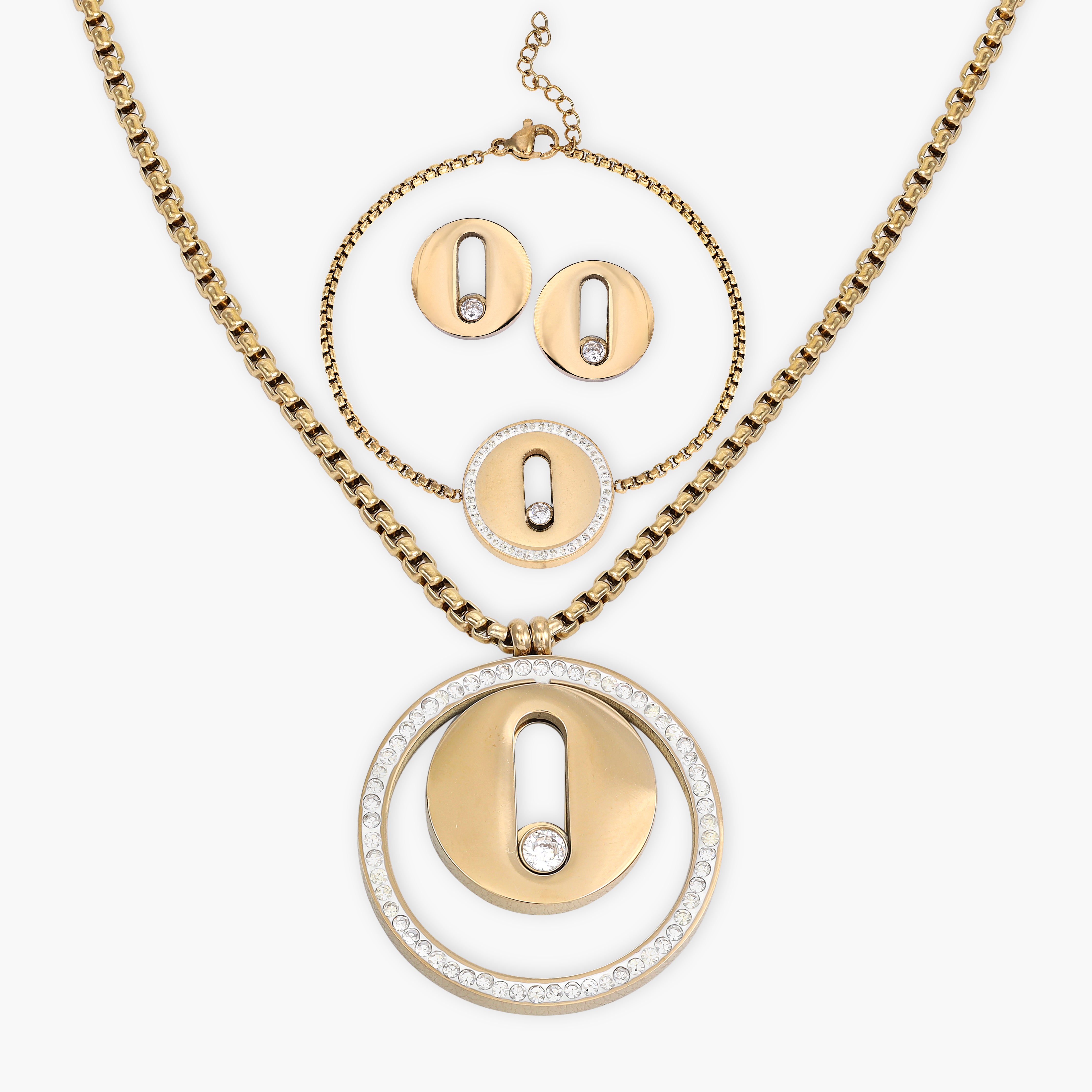 Damen Set Halskette , Armband  and ohrringe armband  aus Edelstahl 18K Vergoldet - Taipan Schmuck