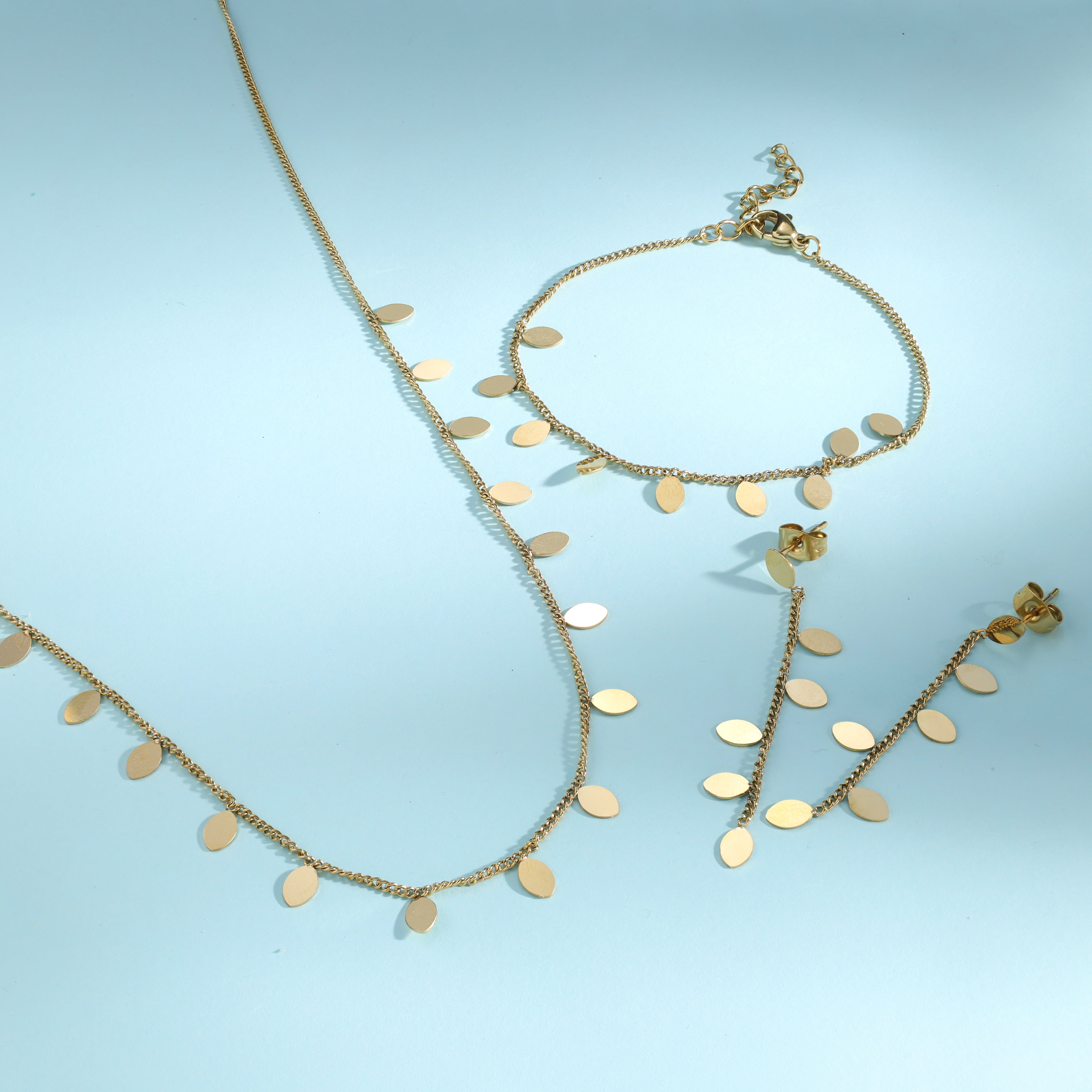 Damen Set Halskette , Armband  and ohrringe armband aus Edelstahl 18K Vergoldet - Taipan Schmuck