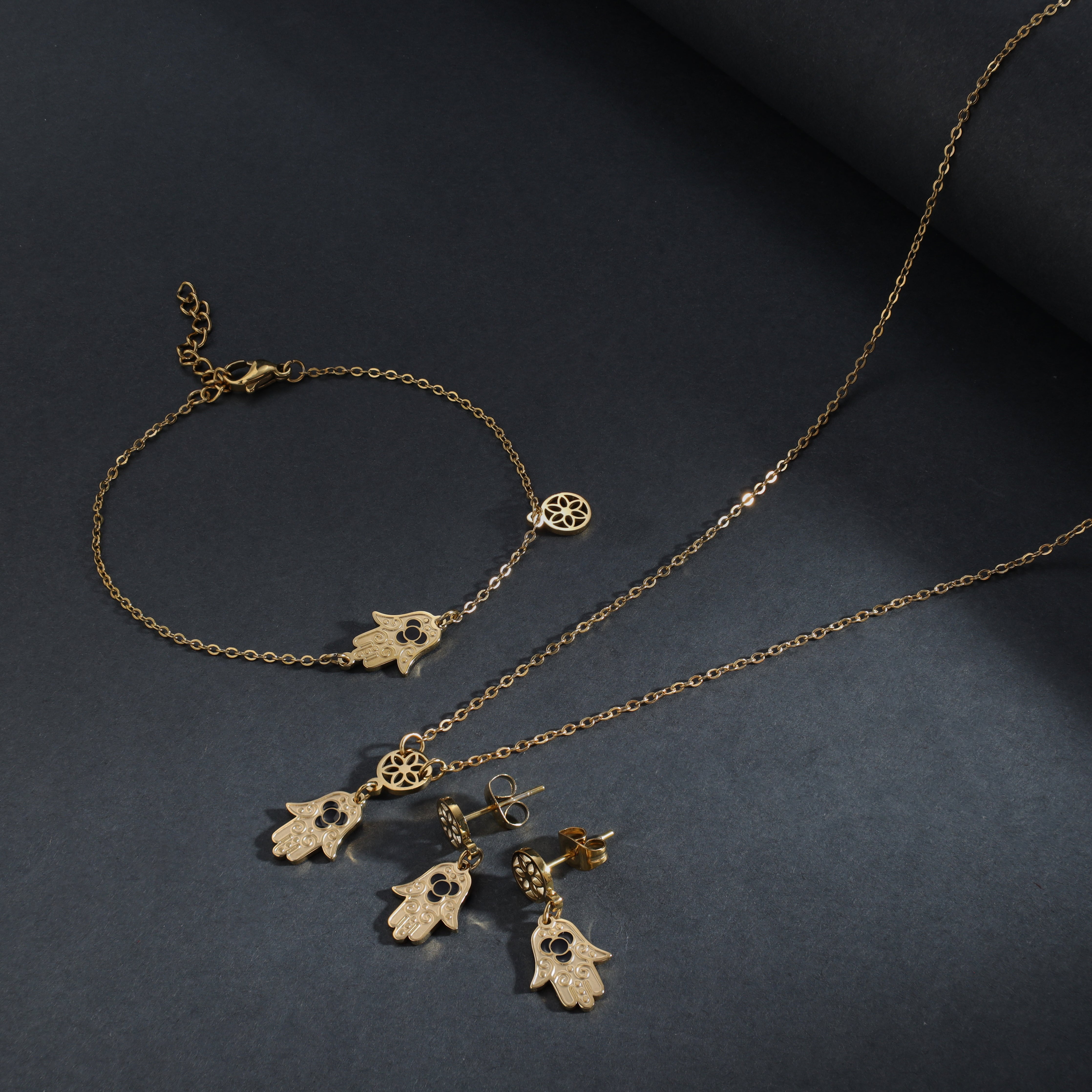 Damen Set Halskette , Armband  and ohrringe armband aus Edelstahl 18K Vergoldet - Taipan Schmuck