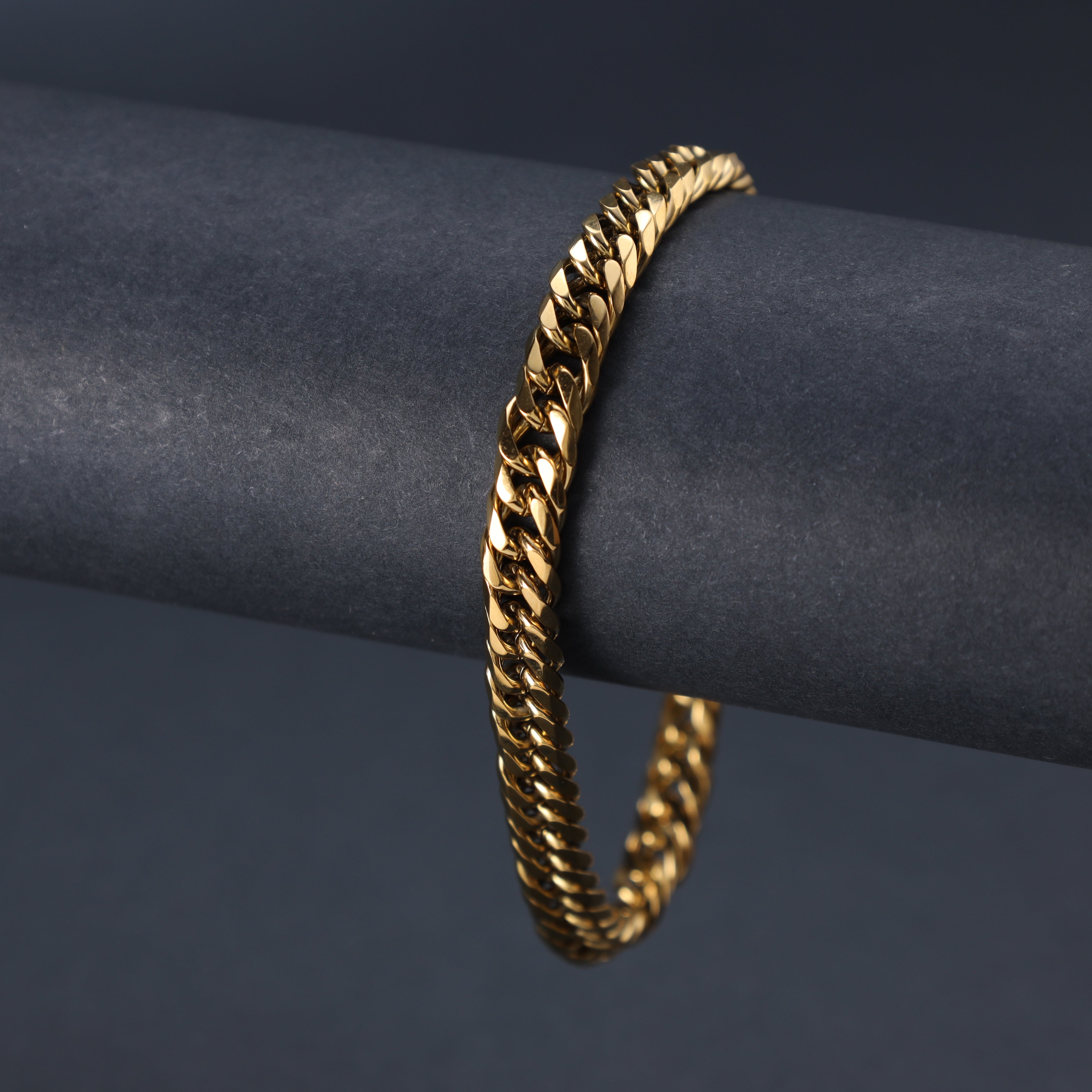 6mm Doppel Panzerkette Armband aus Edelstahl 18K vergoldet