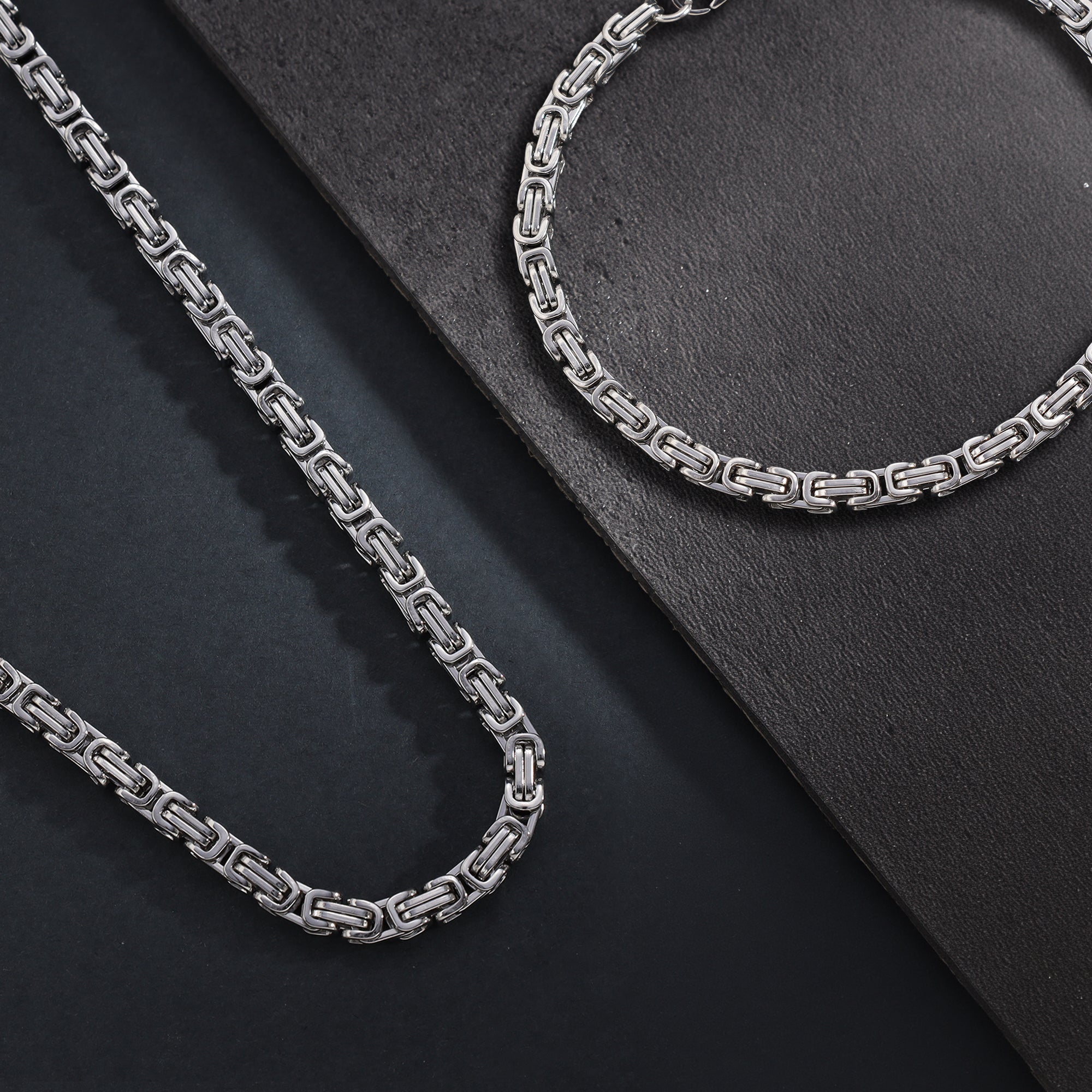 Set - Kette + Armband 4mm Königskette aus Edelstahl