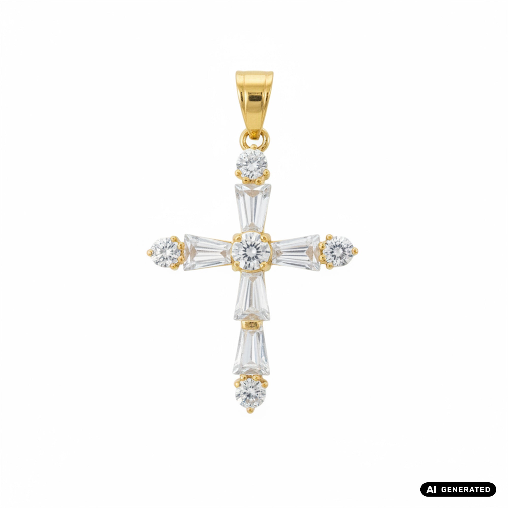 Kreuz Anhänger Iced Out Stil aus Edelstahl vergoldet