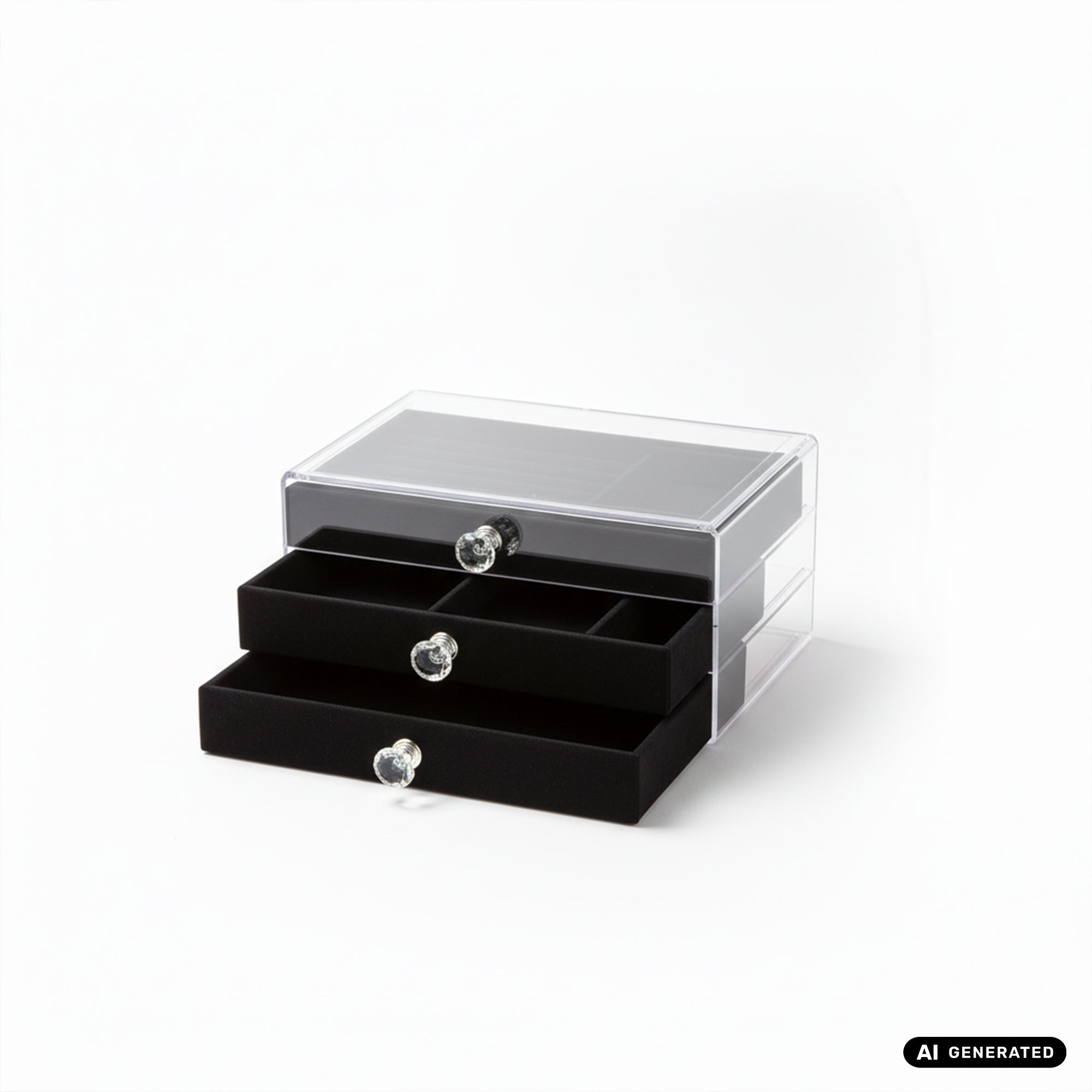 Schöne Acrylic 3-Schubladen Box in schwarz Schmuckbox Schmuckschatulle